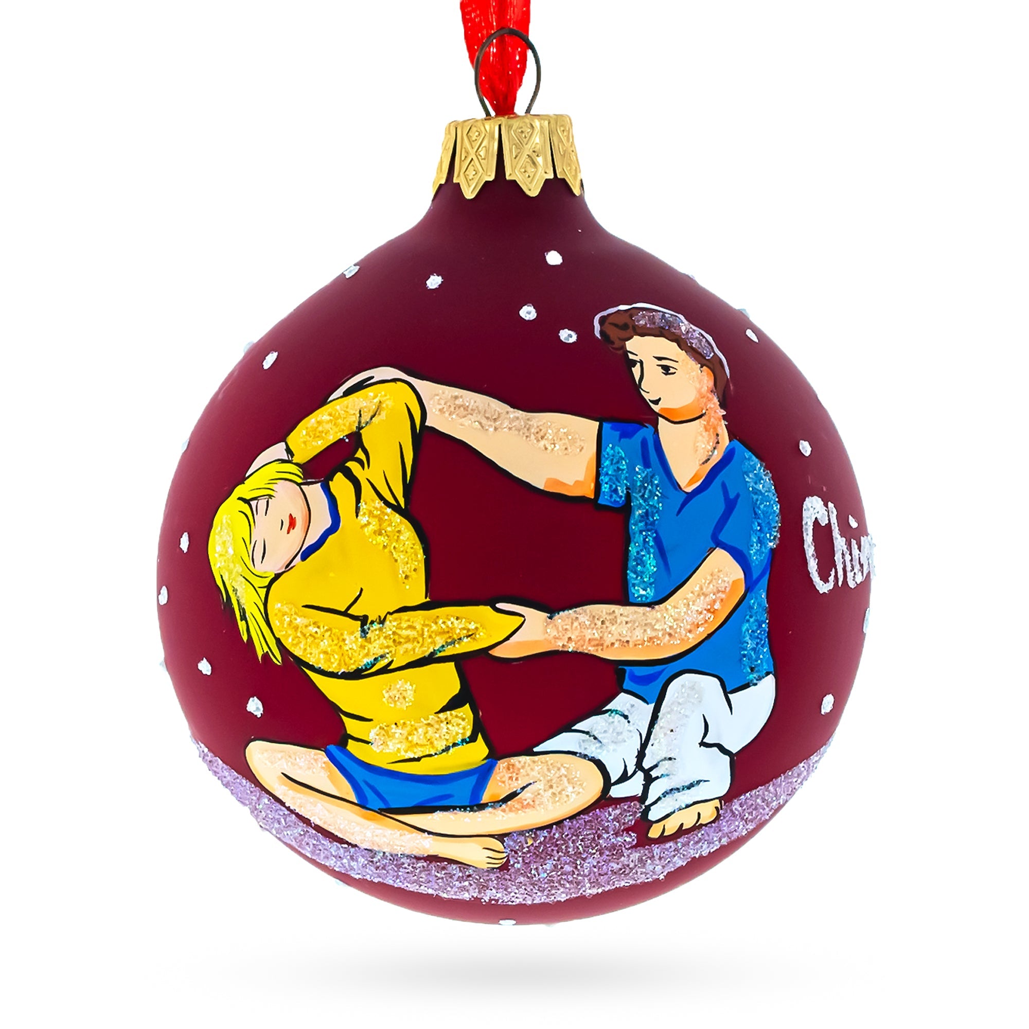 Spinal Care Specialist: Chiropractor Blown Glass Ball Christmas Ornament 3.25 Inches