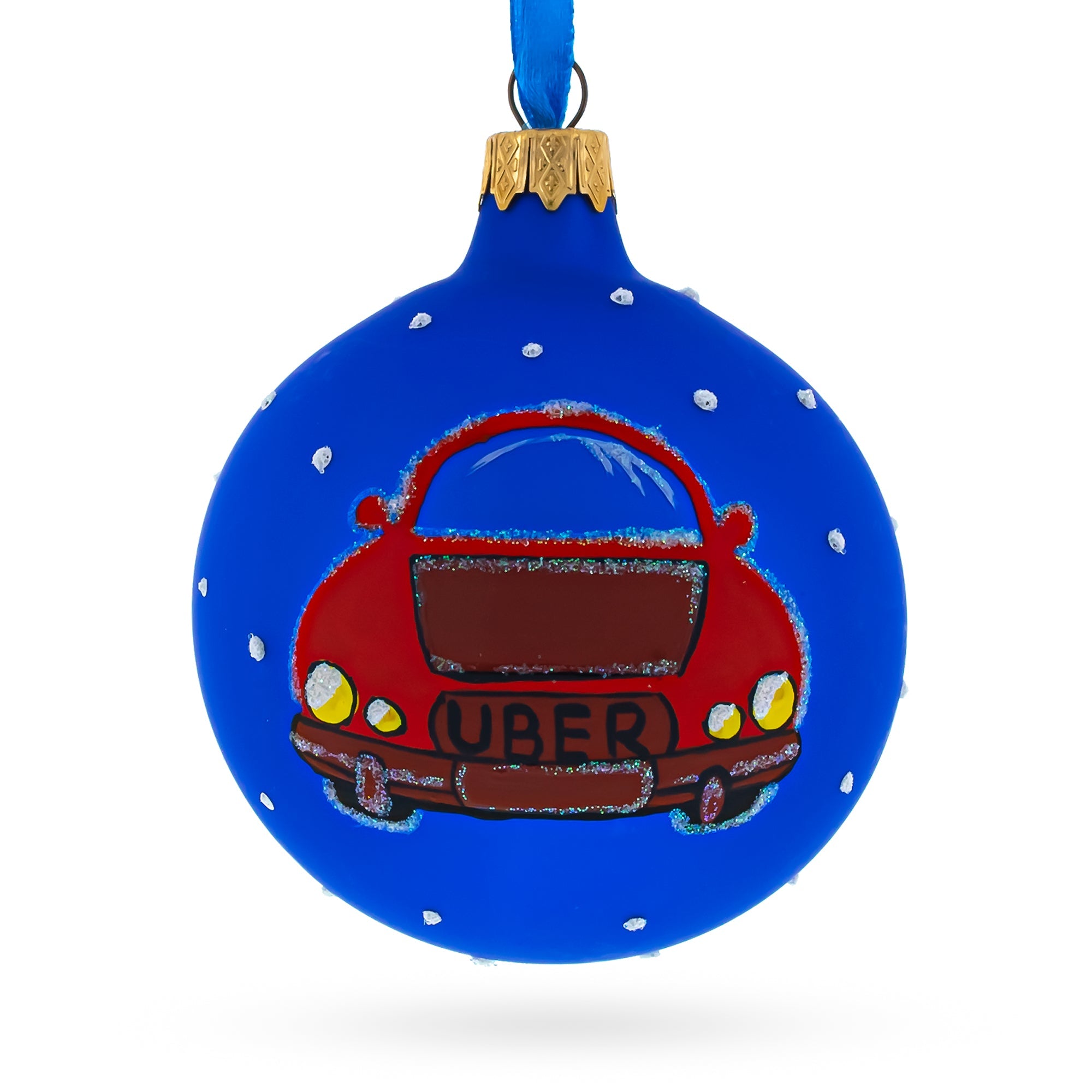 City Ride: The Taxi Cab Blown Glass Ball Christmas Ornament 3.25 Inches