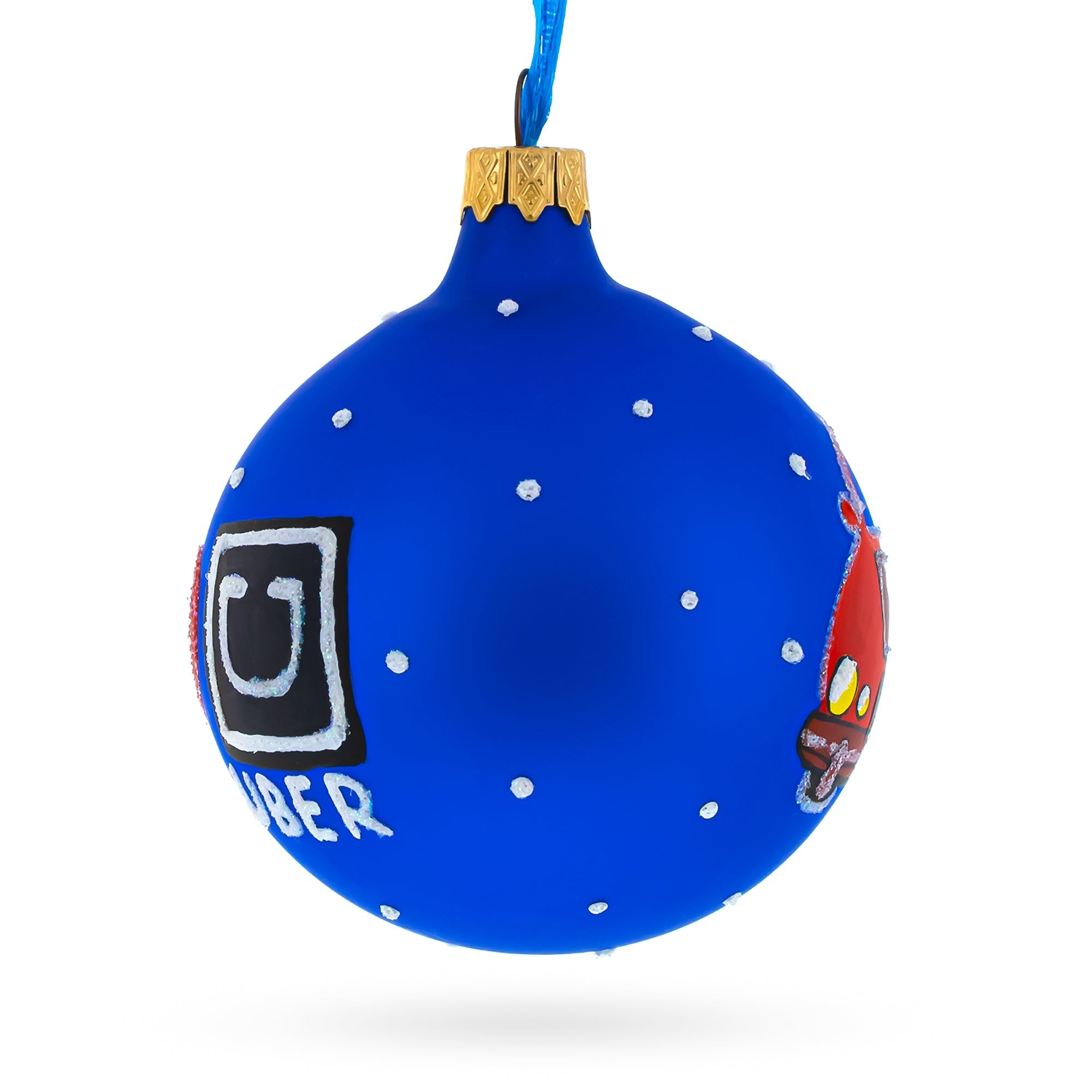 City Ride: The Taxi Cab Blown Glass Ball Christmas Ornament 3.25 Inches