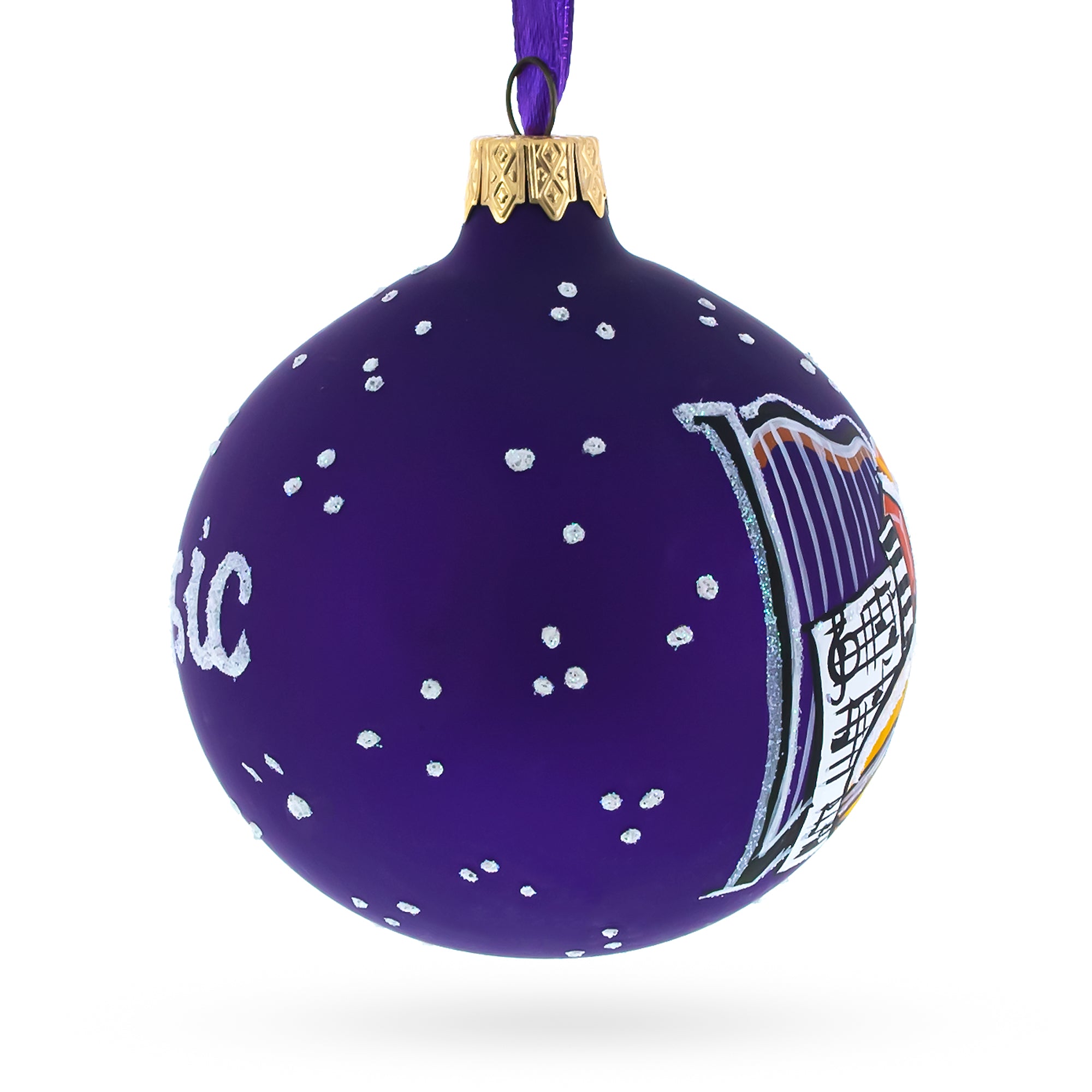 Melodic Symphony: Blown Glass Ball Music Instruments Christmas Ornament 3.25 Inches