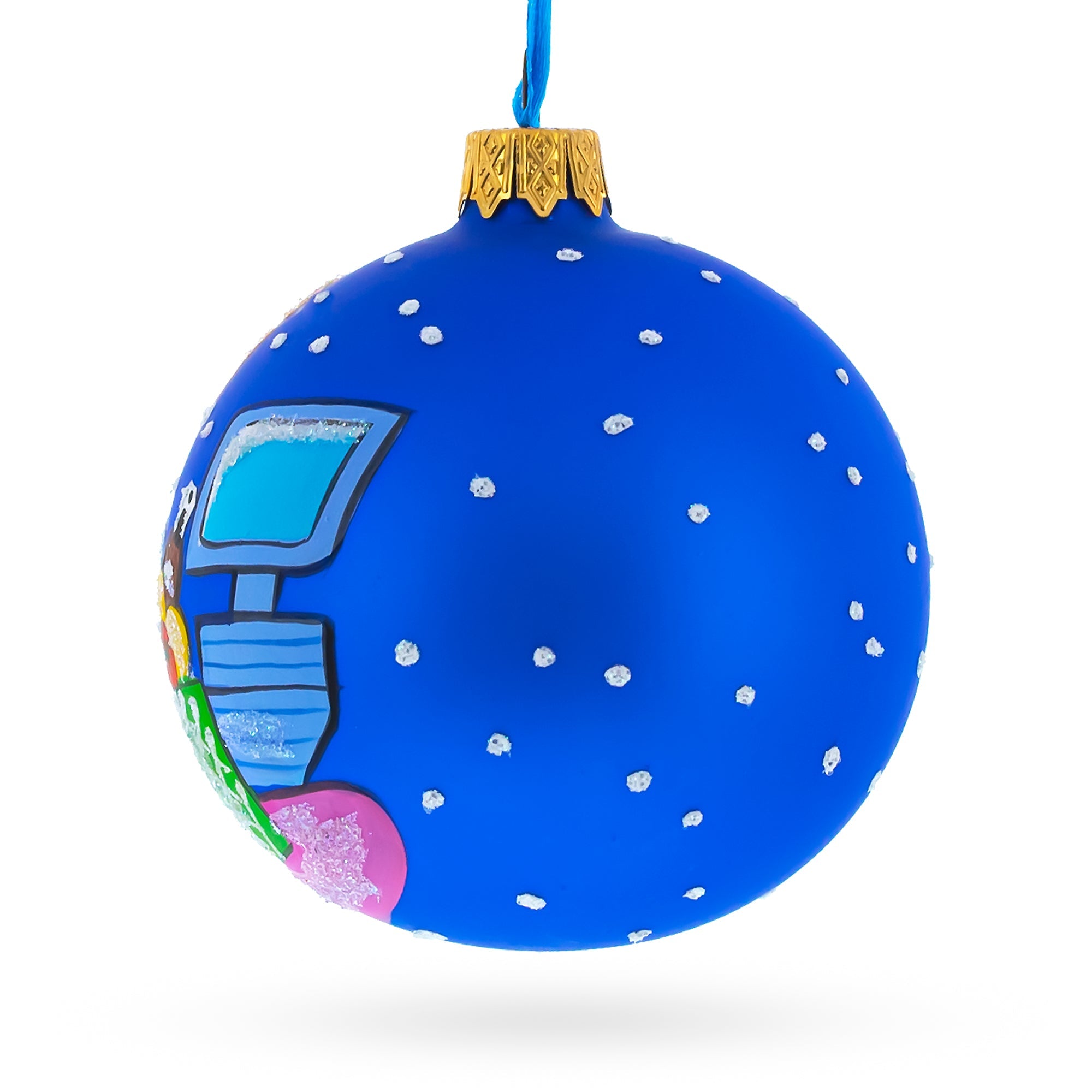 Checkout Cheer: Cashier Blown Glass Ball Christmas Ornament 3.25 Inches