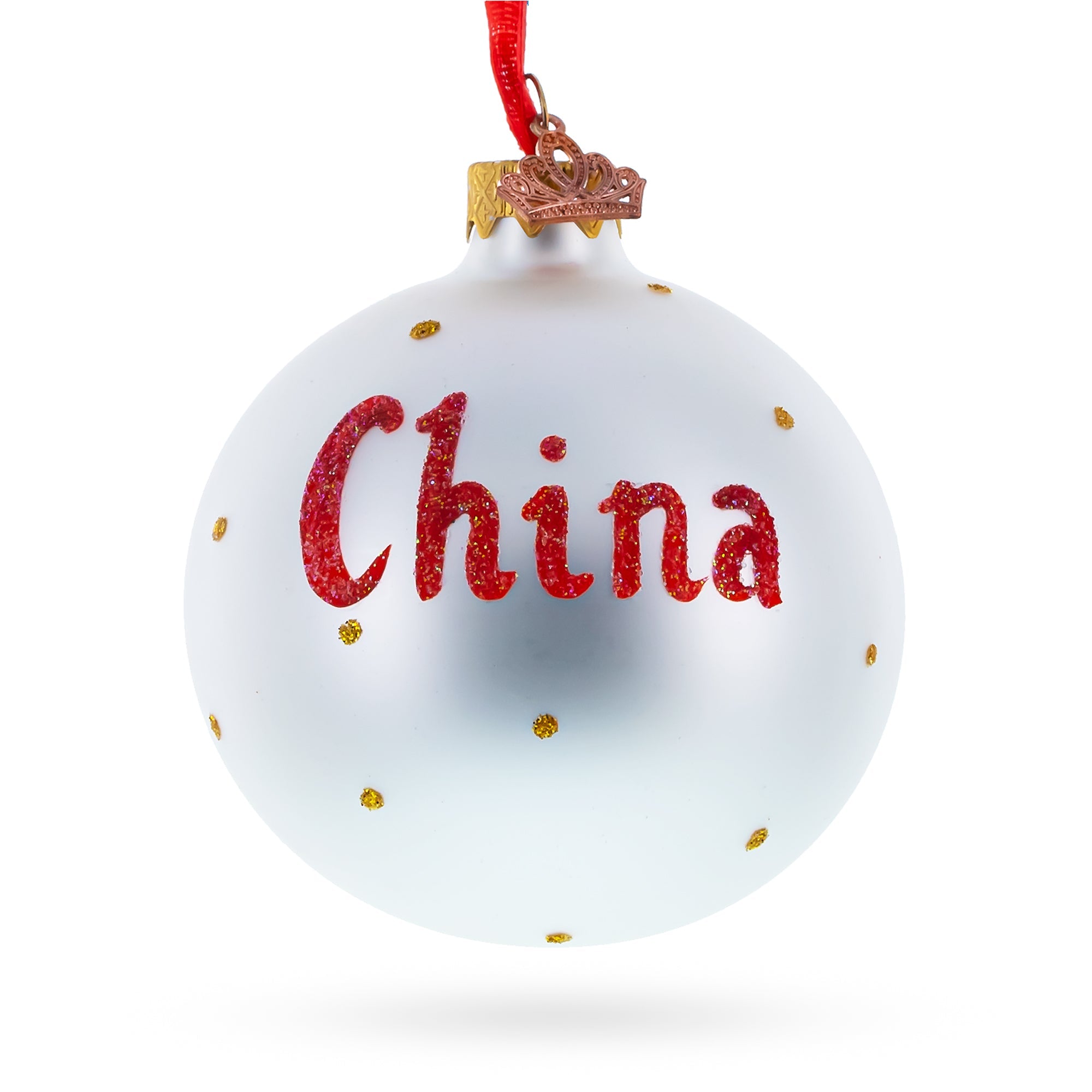 Flag Of China Blown Glass Ball Christmas Ornament 3.25 Inches