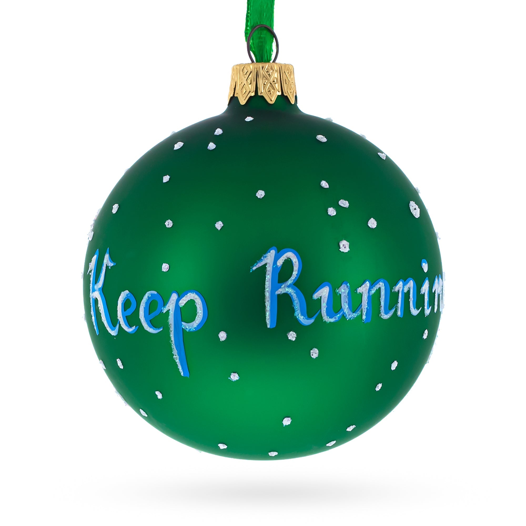 I Love Running Blown Glass Ball Christmas Ornament 3.25 Inches