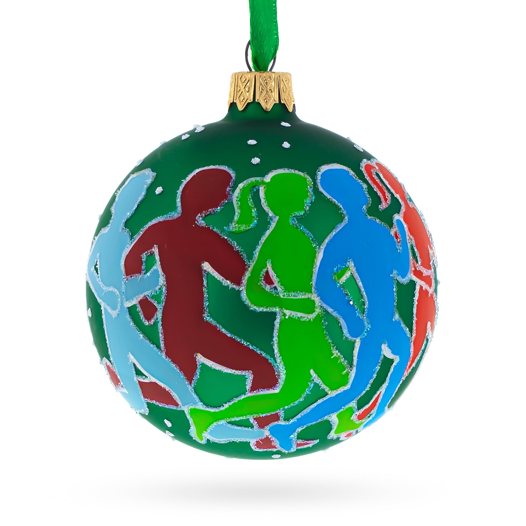 I Love Running Blown Glass Ball Christmas Ornament 3.25 Inches