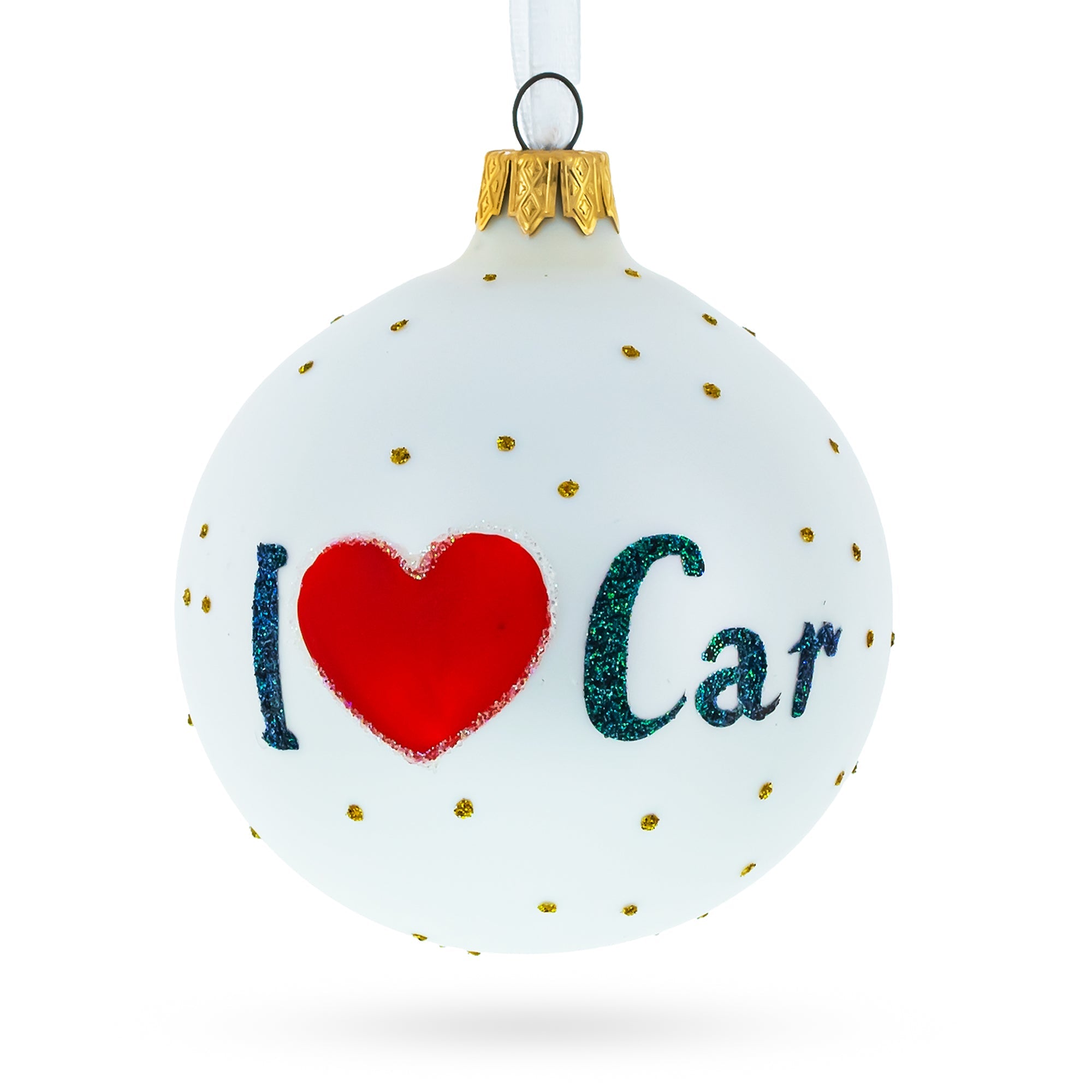 I Love My Car Blown Glass Ball Christmas Ornament 3.25 Inches