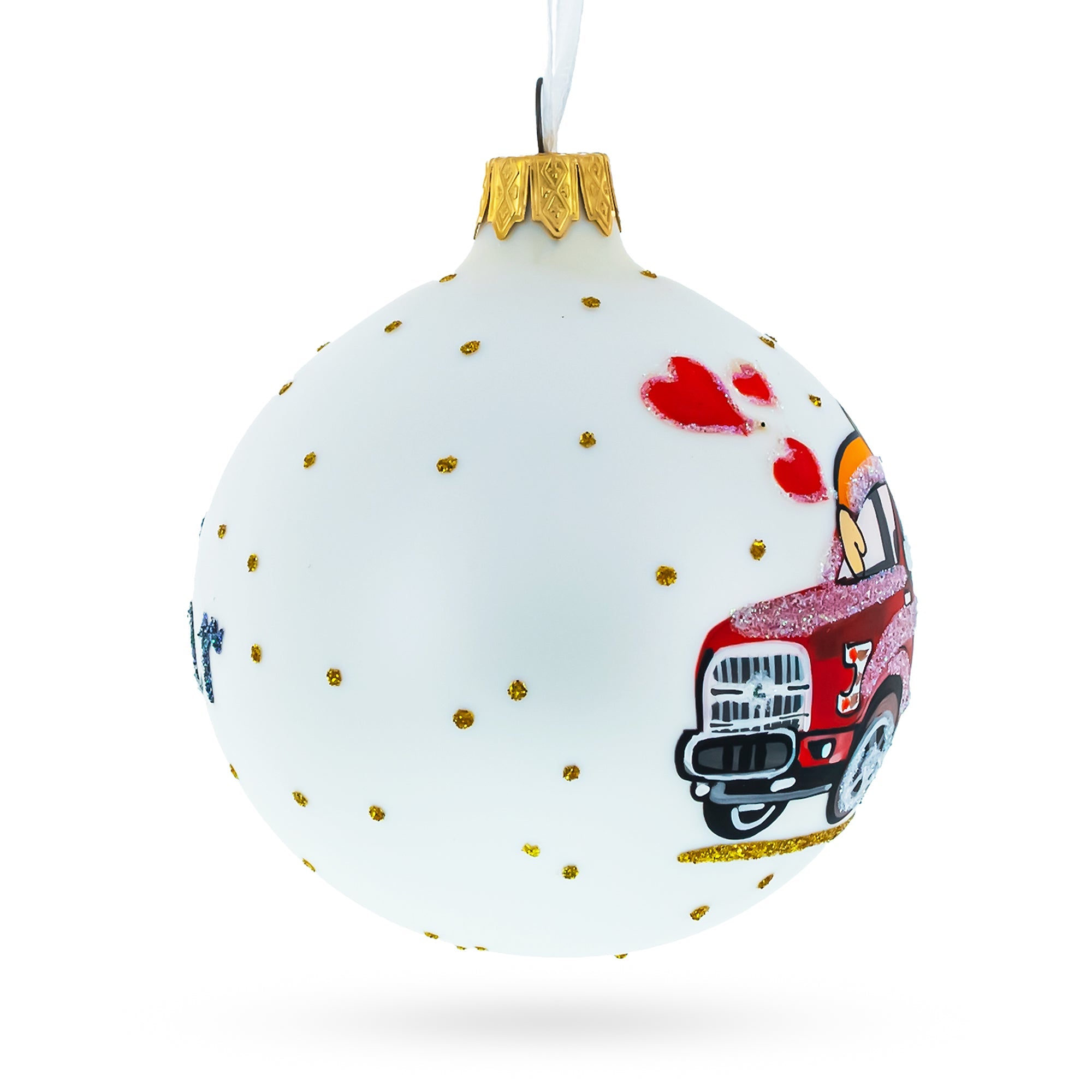 I Love My Car Blown Glass Ball Christmas Ornament 3.25 Inches