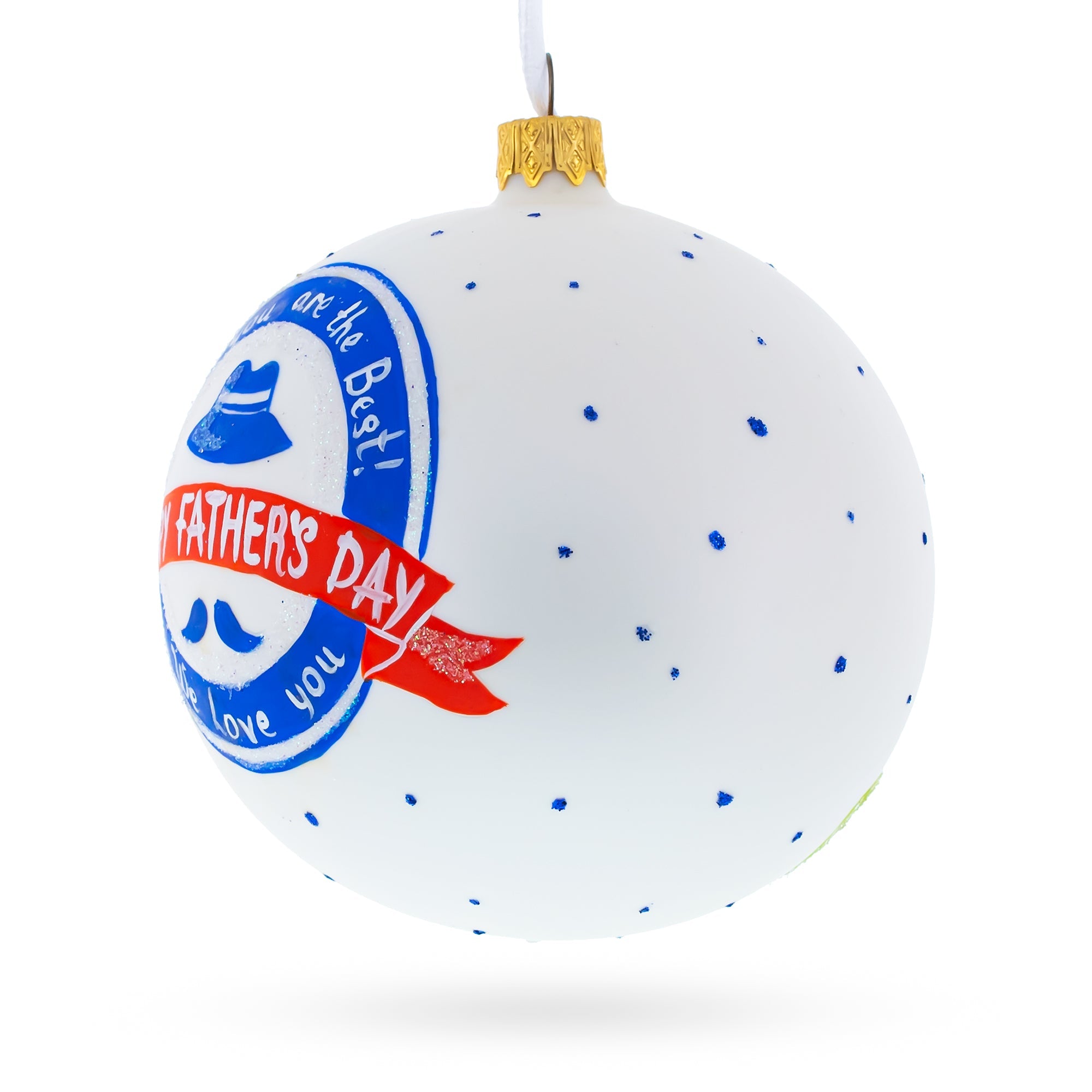 Cherishing Dad: Father's Day Blown Glass Ball Christmas Ornament 4 Inches