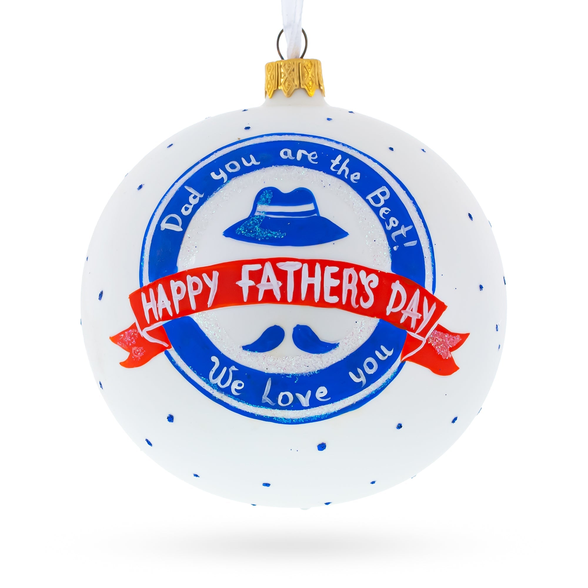 Cherishing Dad: Father's Day Blown Glass Ball Christmas Ornament 4 Inches