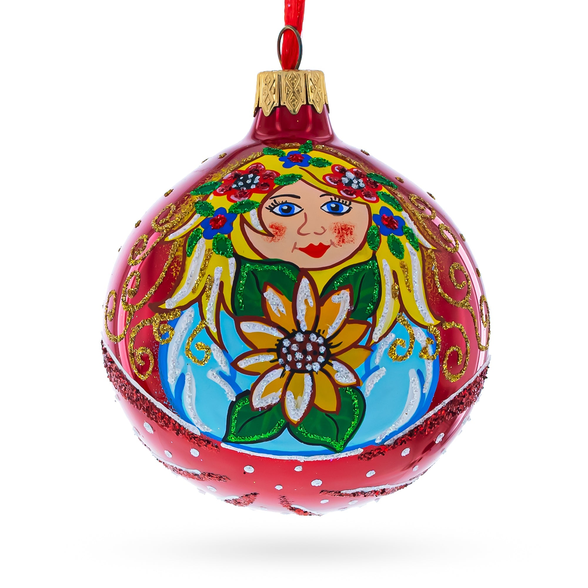 Blossoming Beauty: Flower Girl Glass Christmas Ornament 3.25 Inches