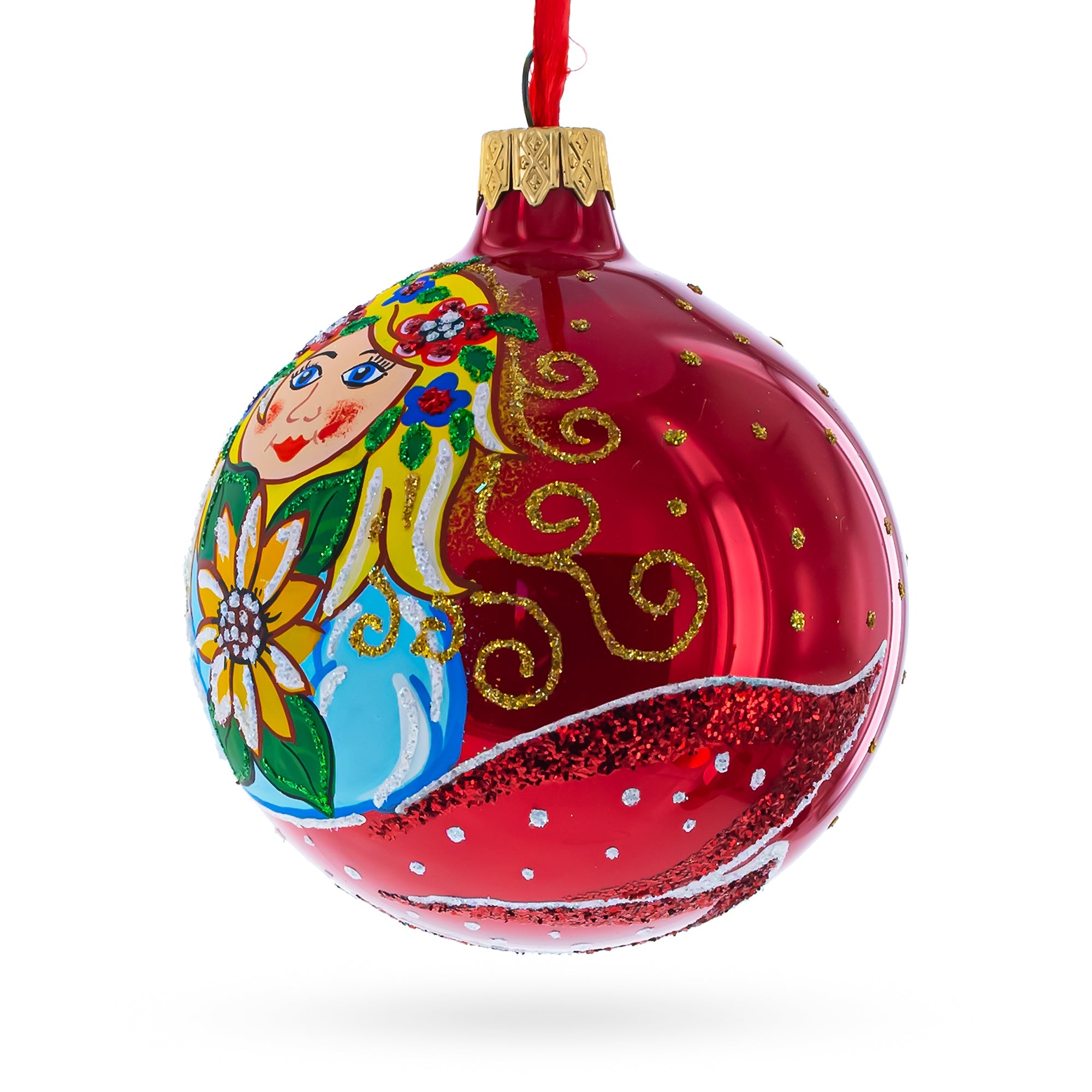 Blossoming Beauty: Flower Girl Glass Christmas Ornament 3.25 Inches