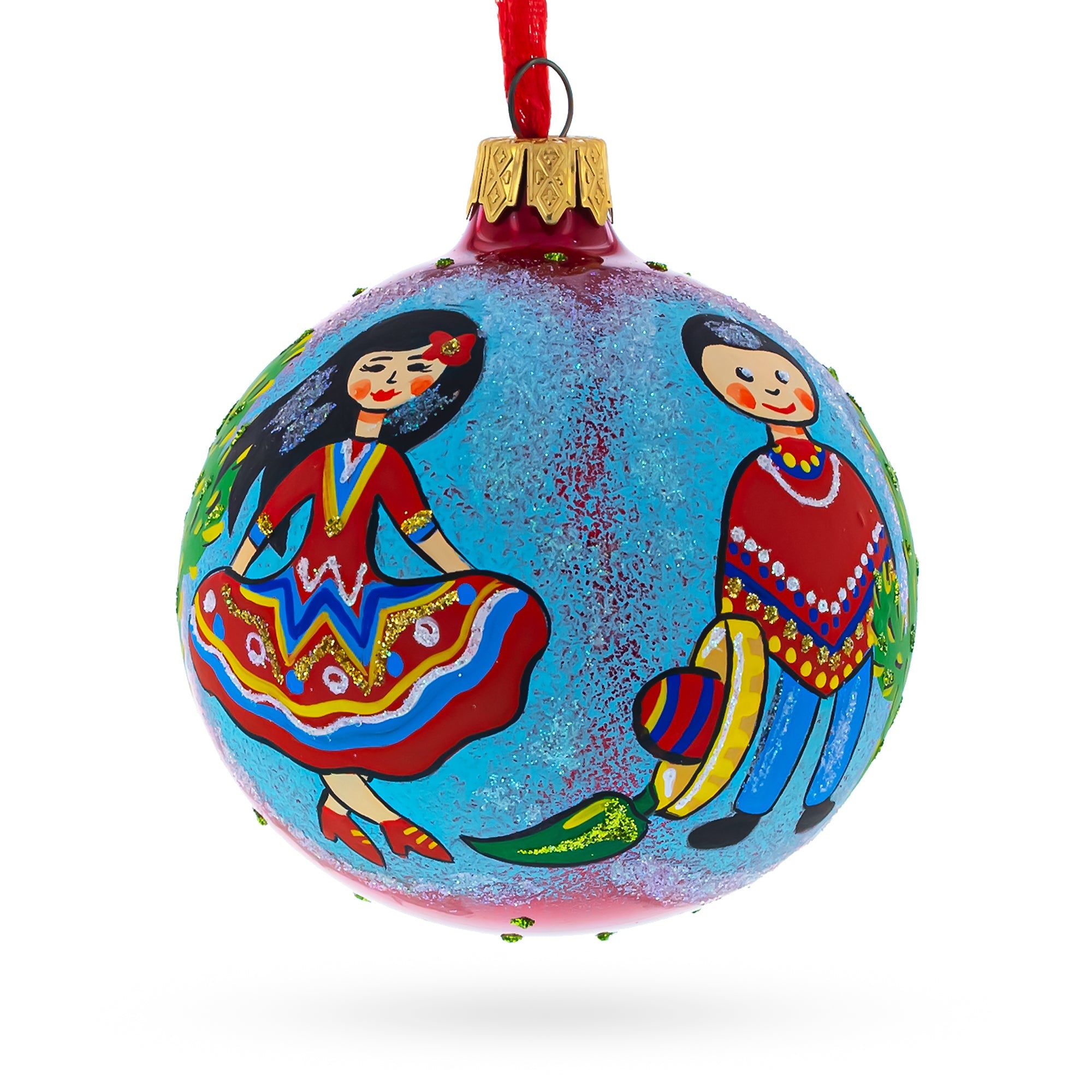 Passionate Rhythms: Latin American Dancers Blown Glass Christmas Ornament 3.25 Inches