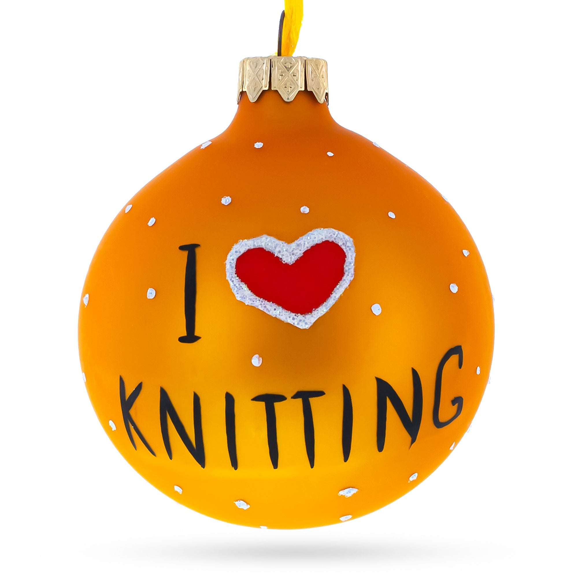 Passionate About Knitting: I Love Knitting Blown Glass Christmas Ornament 3.25 Inches