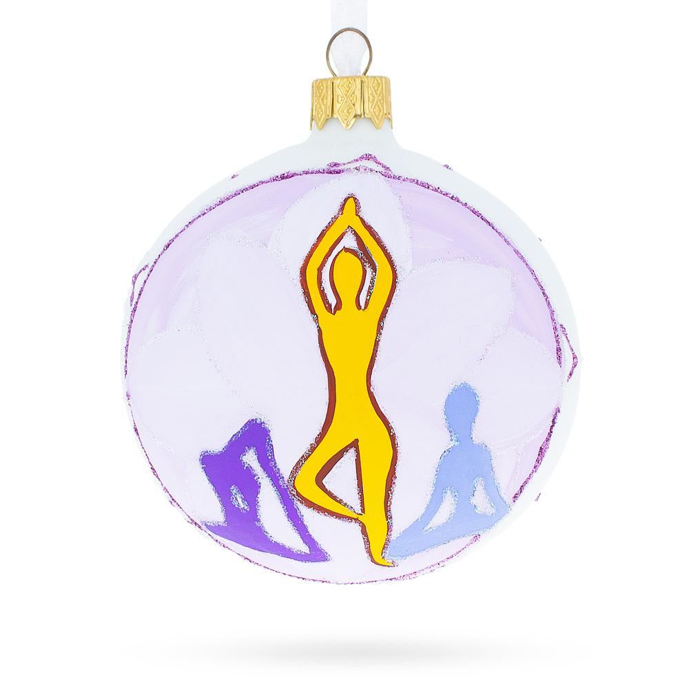 Finding Inner Peace: Yoga Glass Blown Ball Ornament 3.25 Inches