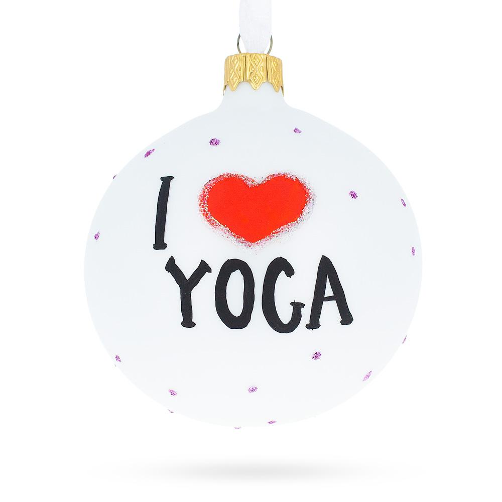 Finding Inner Peace: Yoga Glass Blown Ball Ornament 3.25 Inches