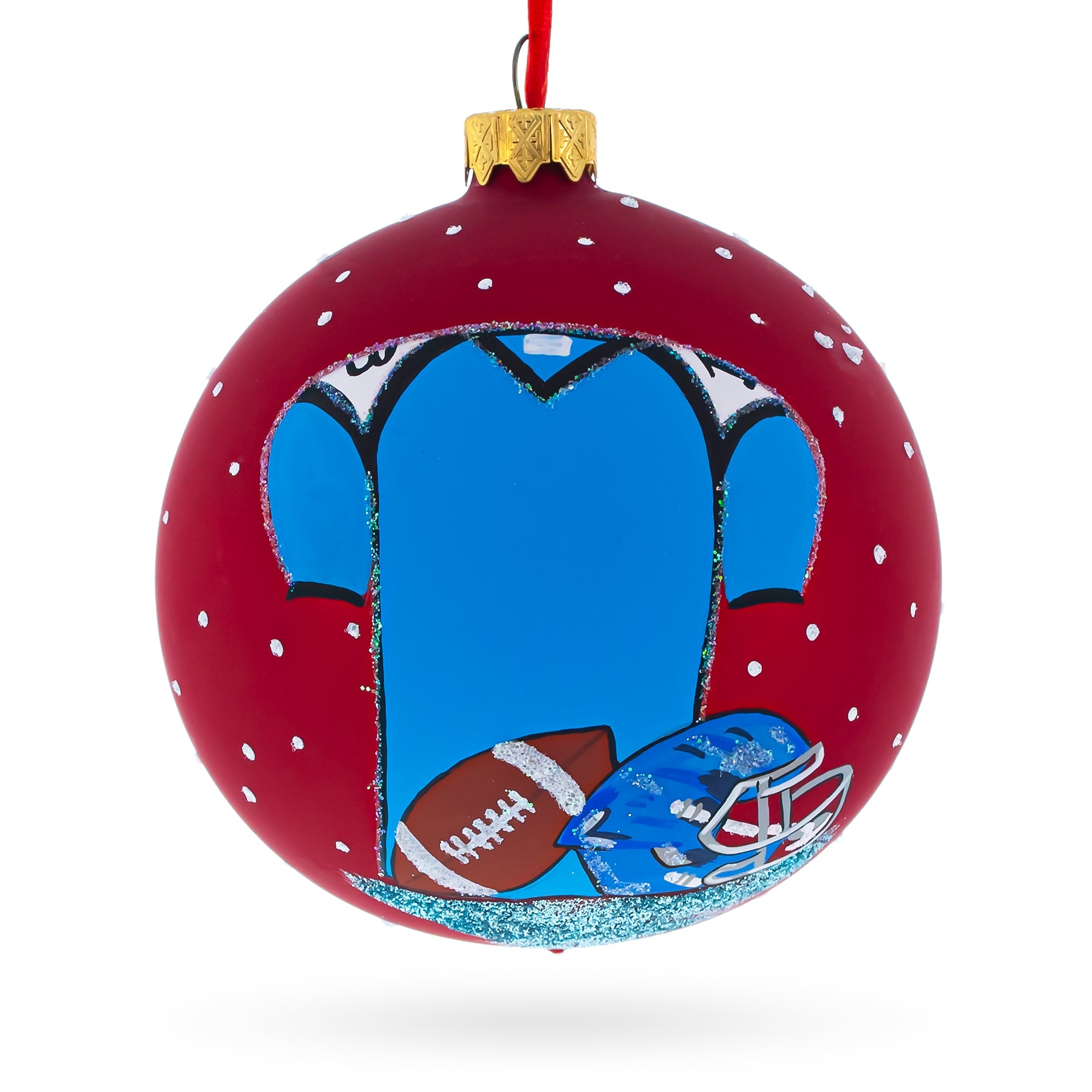 Gridiron Glory: Football Blown Glass Ball Christmas Sports Ornament 4 Inches