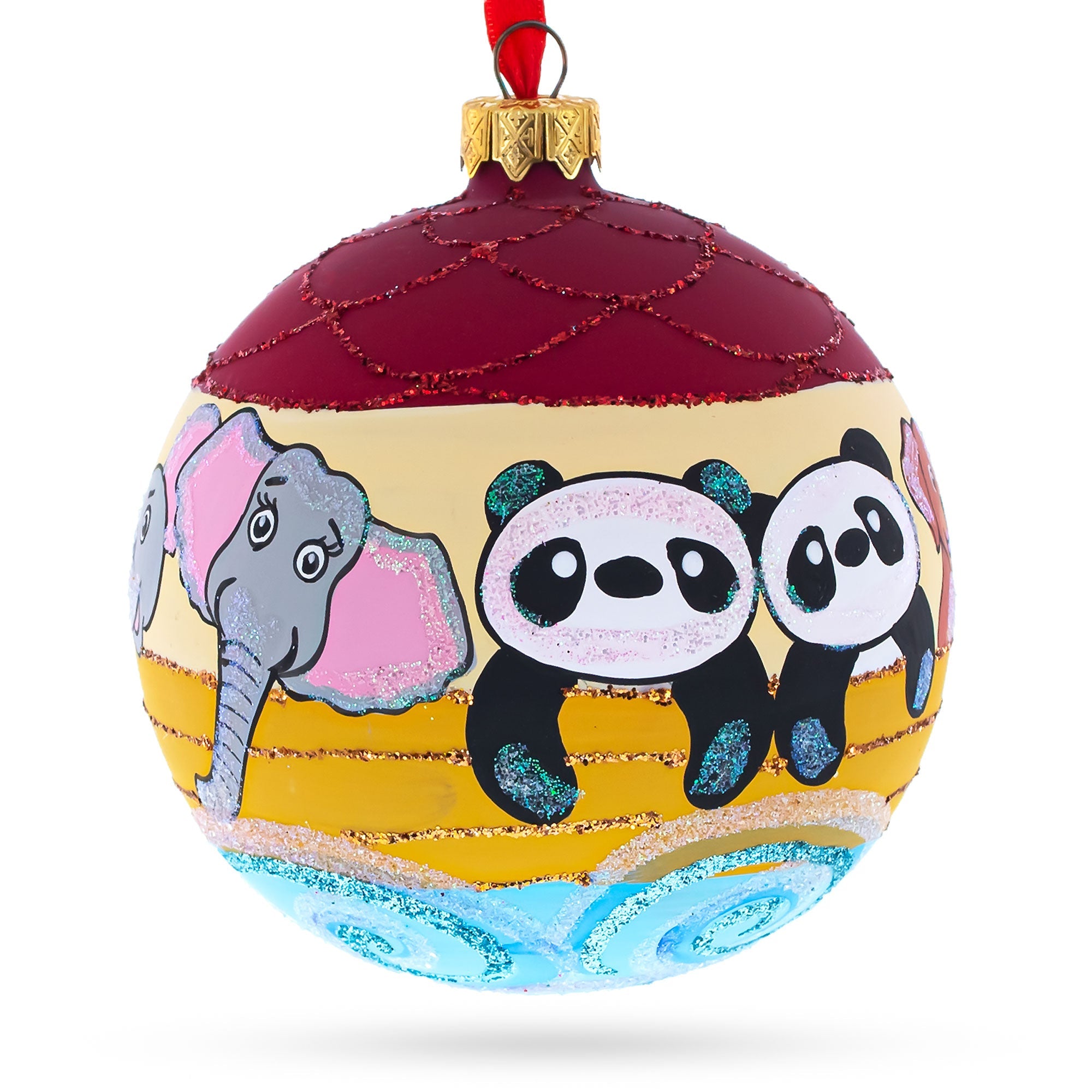 Sailing With Faith: The Noah's Ark Blown Glass Ball Christmas Ornament 4 Inches