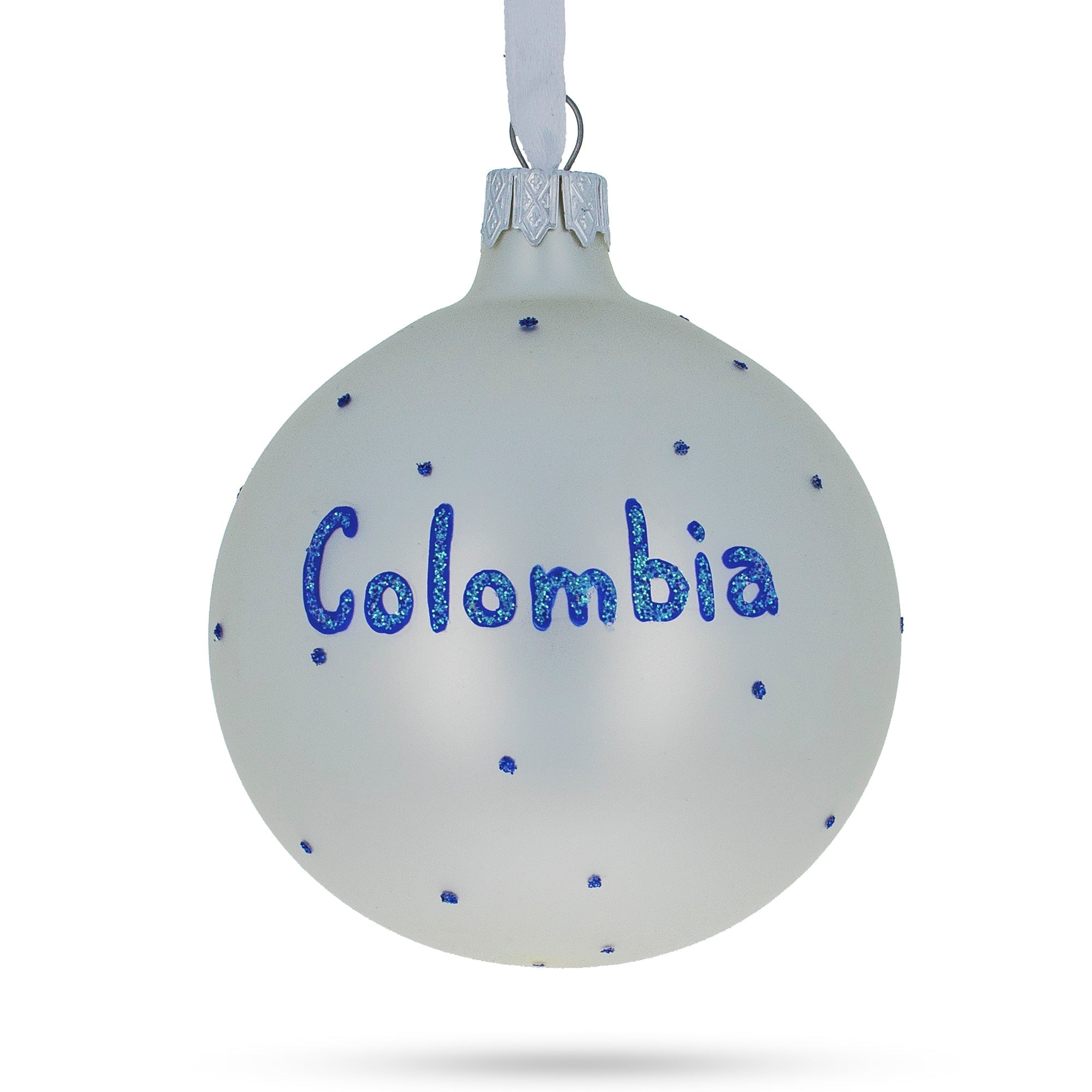 Flag Of Colombia Blown Glass Ball Christmas Ornament 3.25 Inches