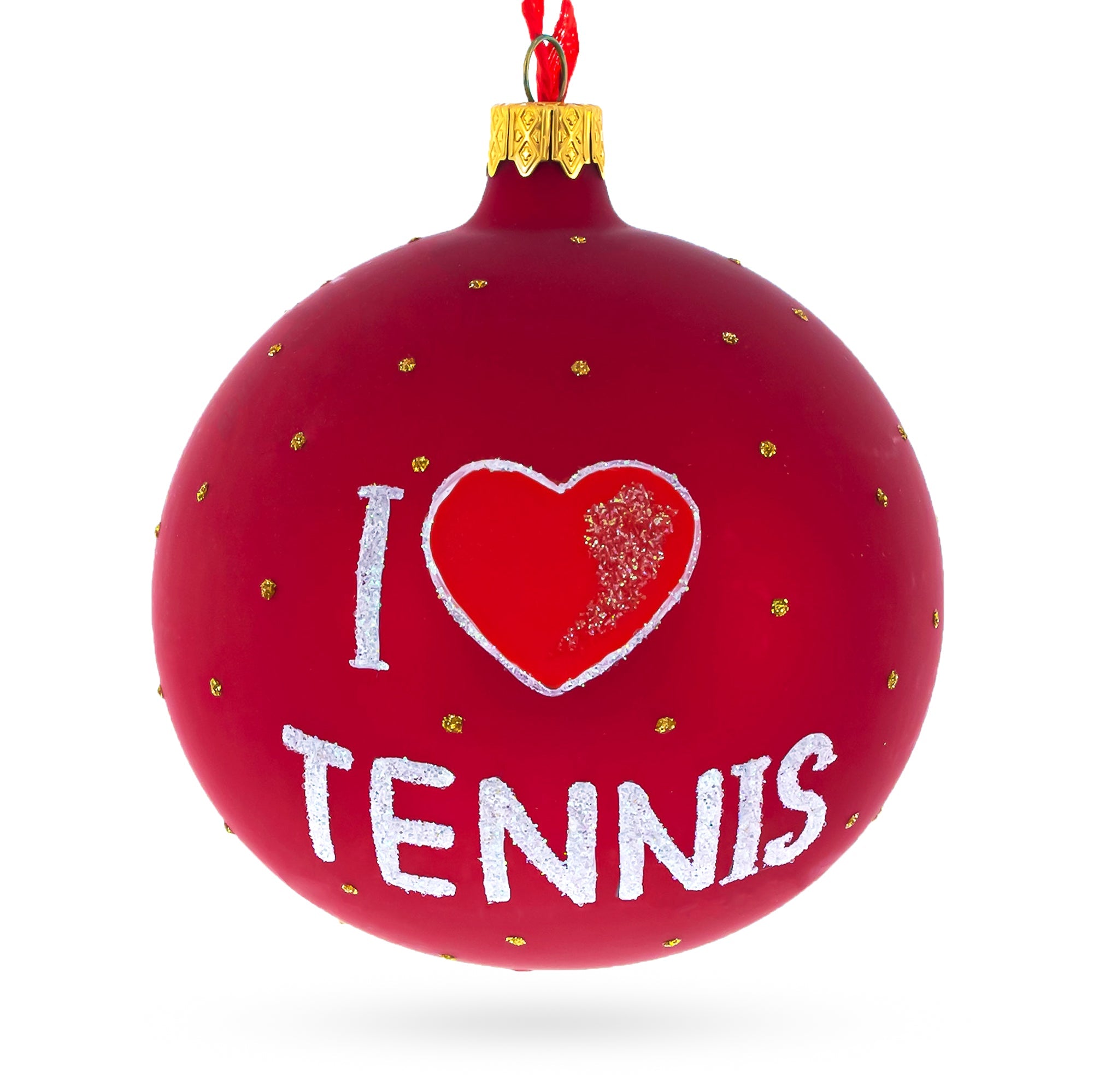 Match Point: Tennis Blown Glass Ball Christmas Ornament 4 Inches