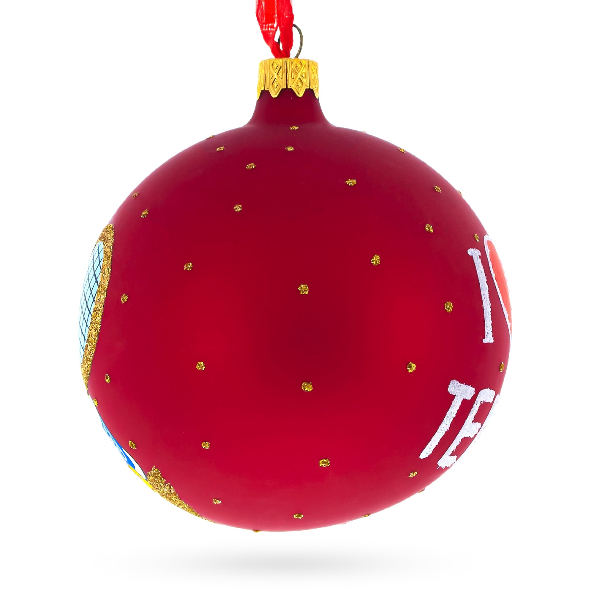 Match Point: Tennis Blown Glass Ball Christmas Ornament 4 Inches