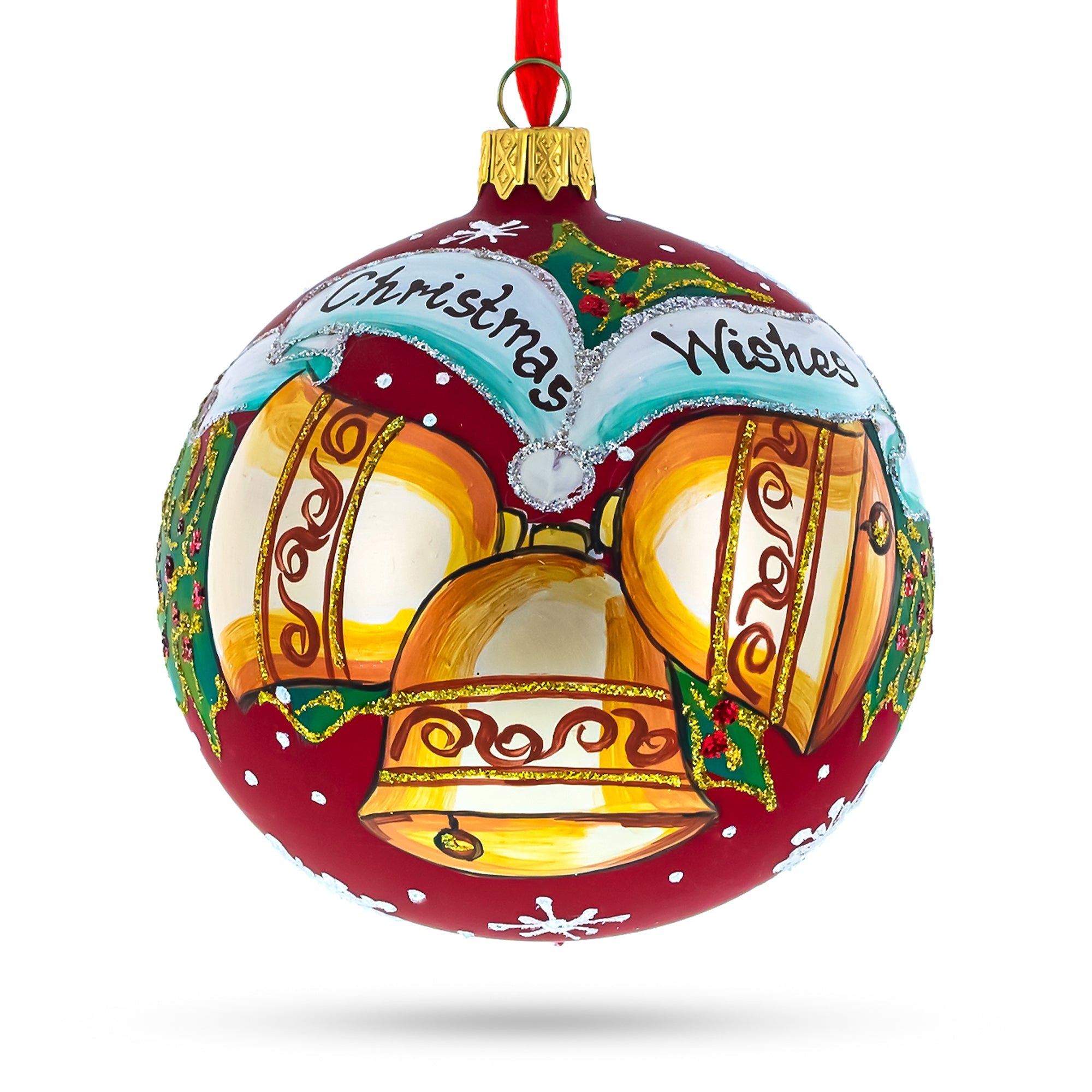 Harmony Trio: Three Bells Blown Glass Ball Christmas Ornament 4 Inches