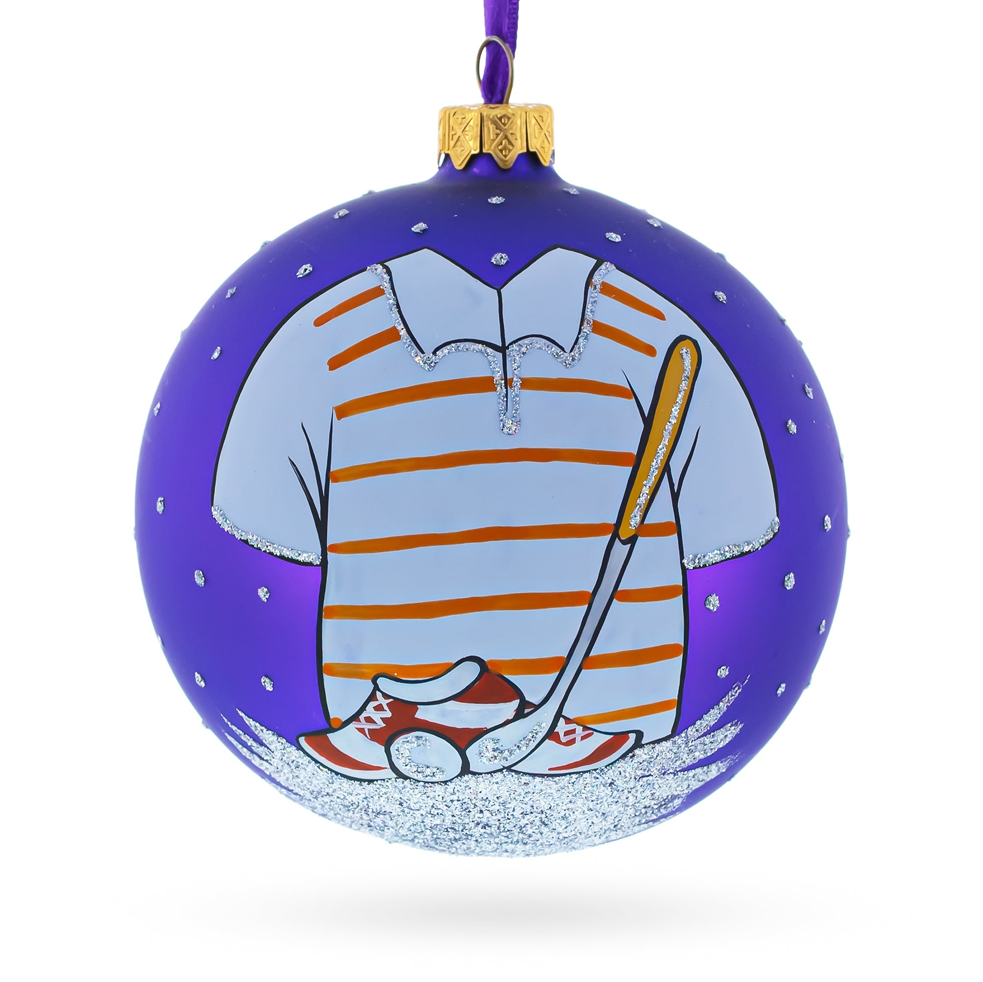 Swing For The Greens: Golf Blown Glass Ball Christmas Ornament 4 Inches