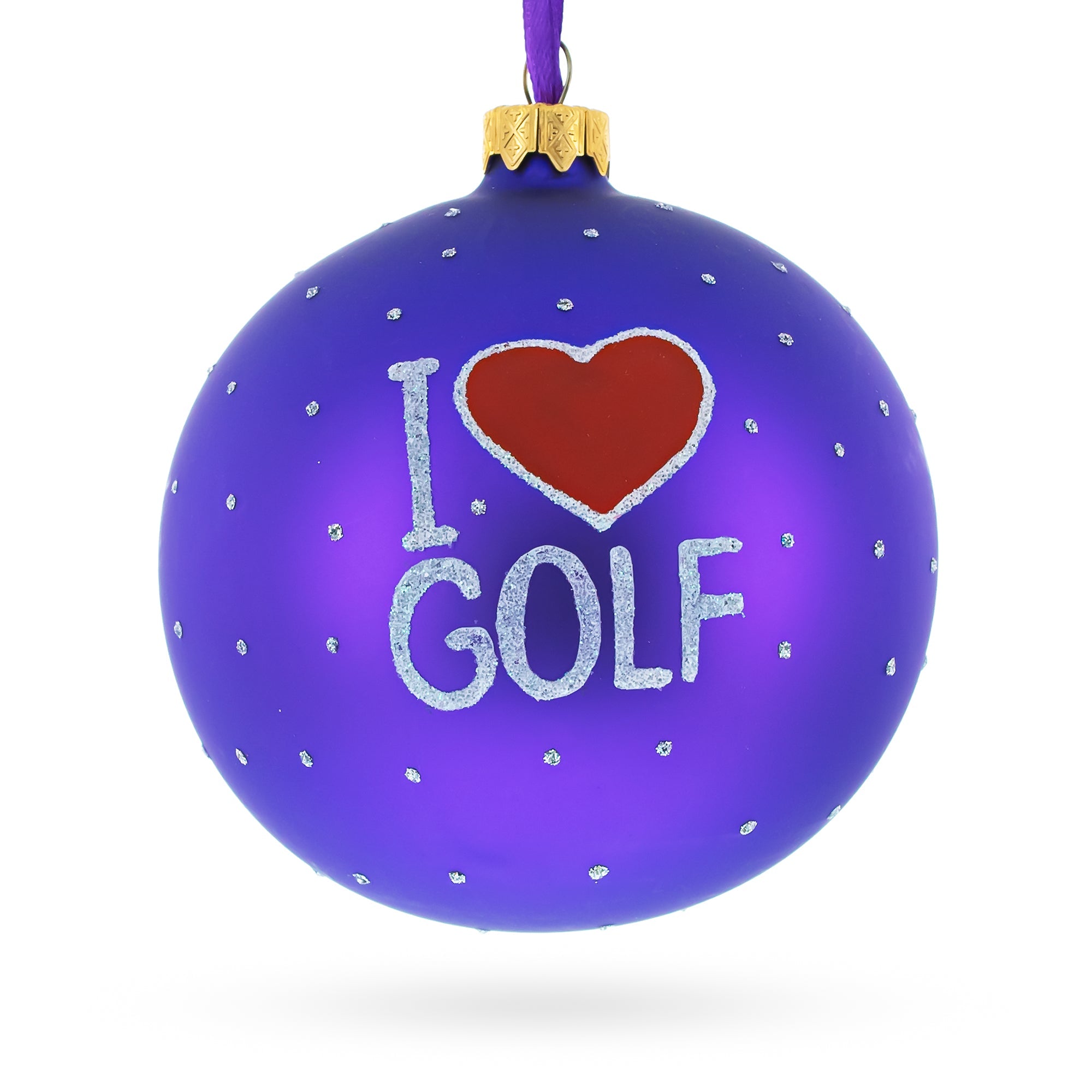 Swing For The Greens: Golf Blown Glass Ball Christmas Ornament 4 Inches