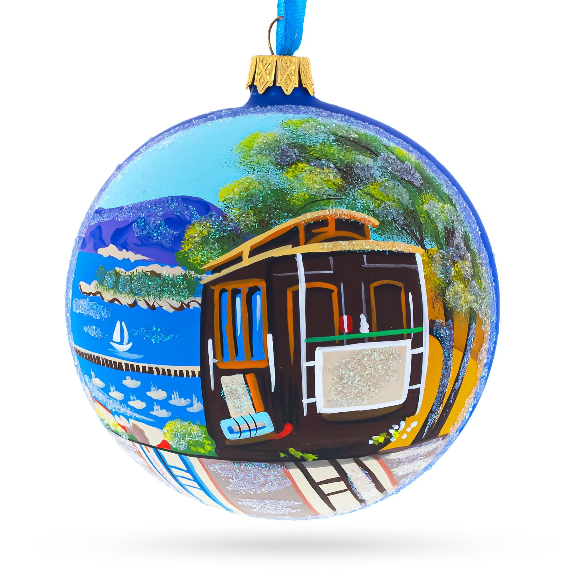 I Love San Francisco, California Glass Ball Christmas Ornament 4 Inches