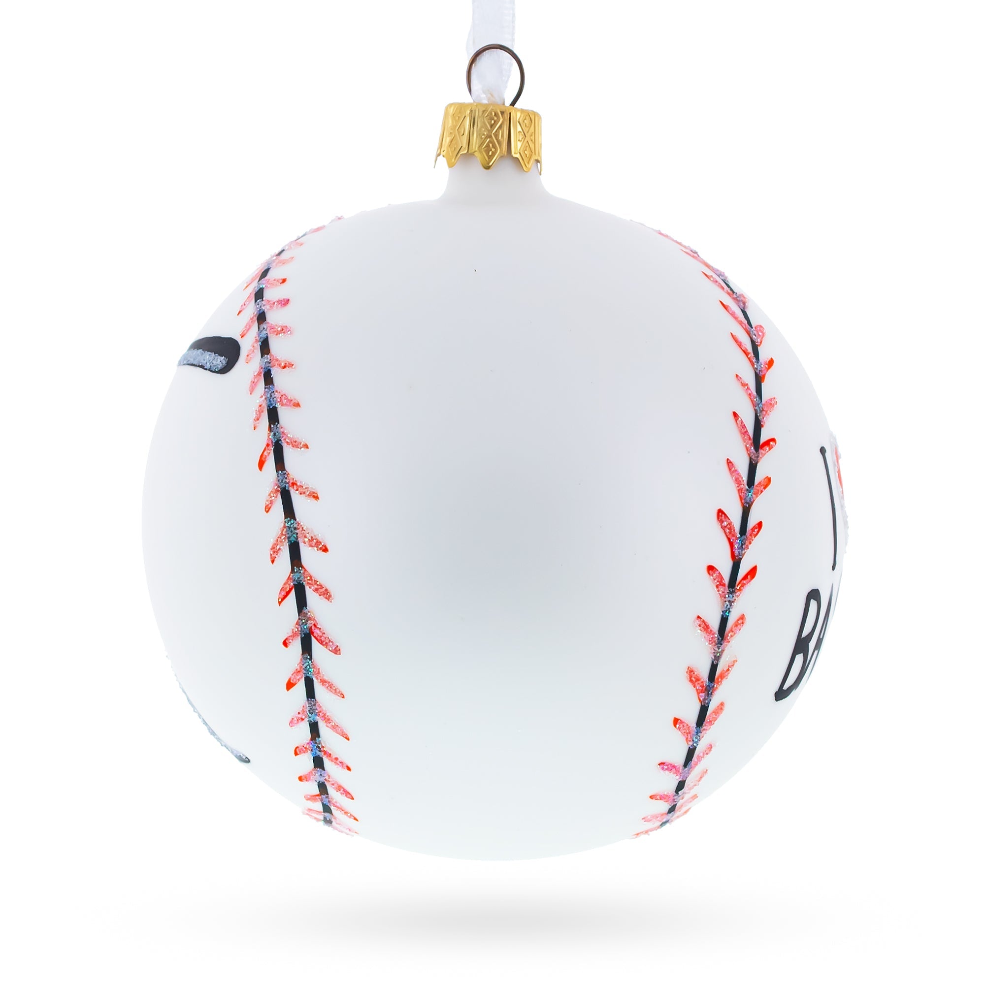 Home Run Heart: I Love Baseball Blown Glass Ball Christmas Ornament 4 Inches