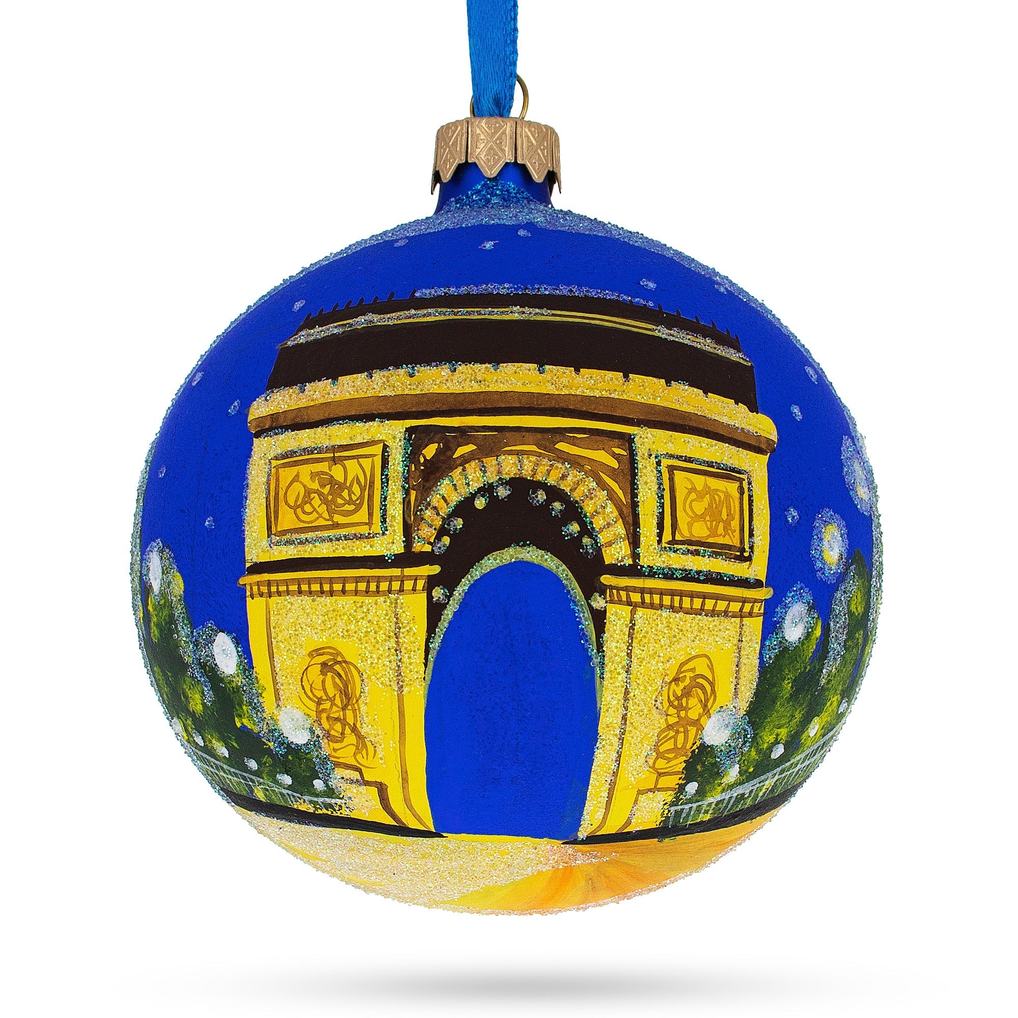 Triumphal Arch, Paris, France Glass Ball Christmas Ornament 4 Inches