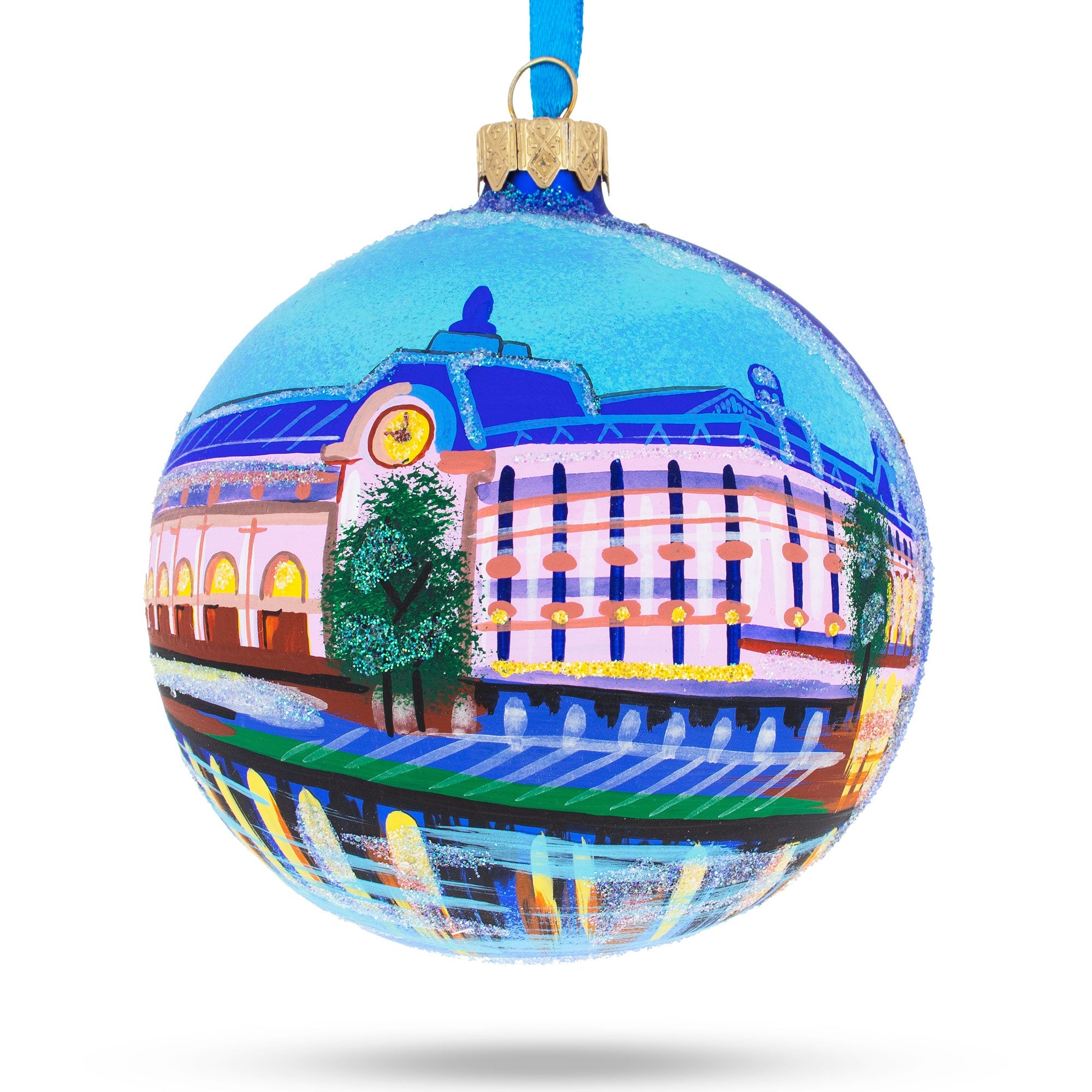 Louvre Museum, Paris, France Glass Ball Christmas Ornament 4 Inches