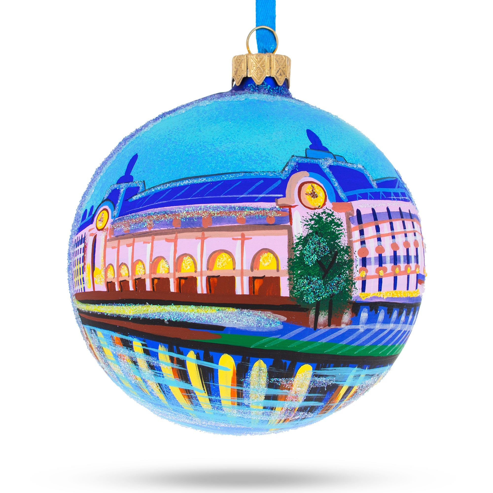 Louvre Museum, Paris, France Glass Ball Christmas Ornament 4 Inches