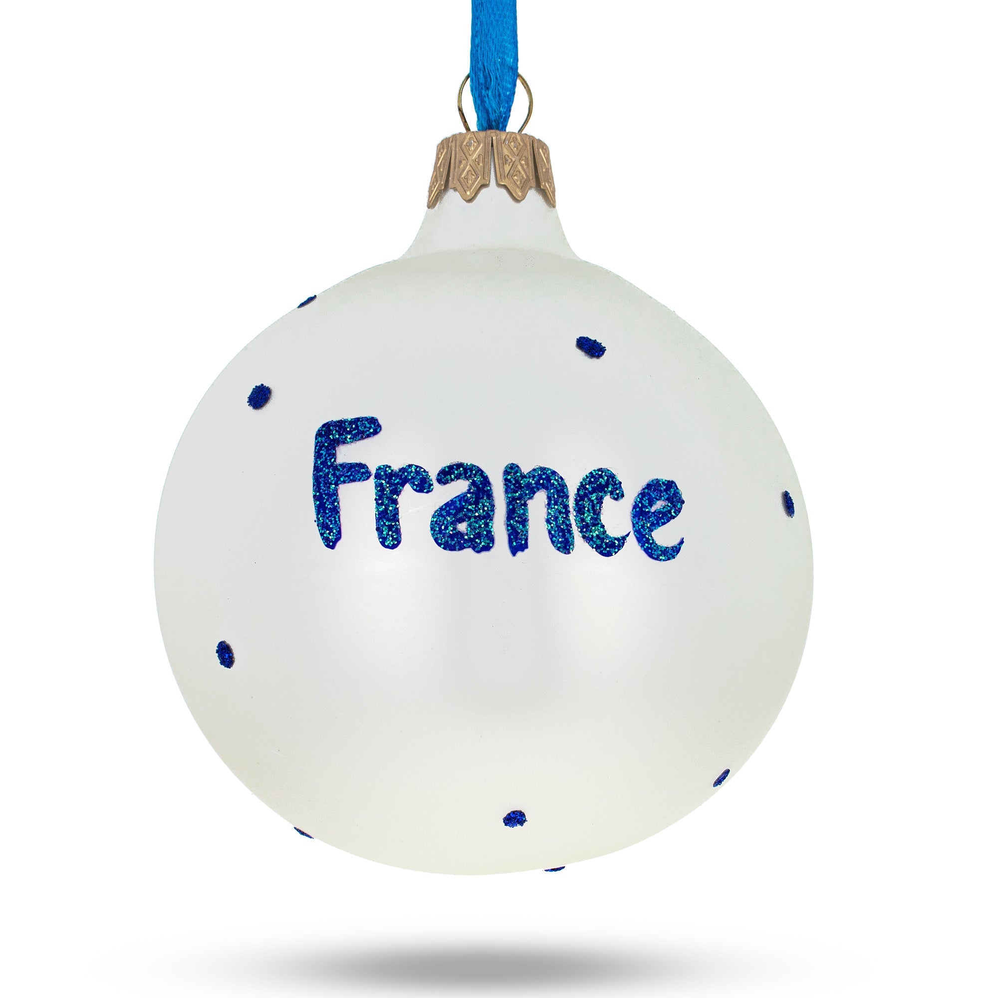 Flag Of France Blown Glass Ball Christmas Ornament 3.25 Inches