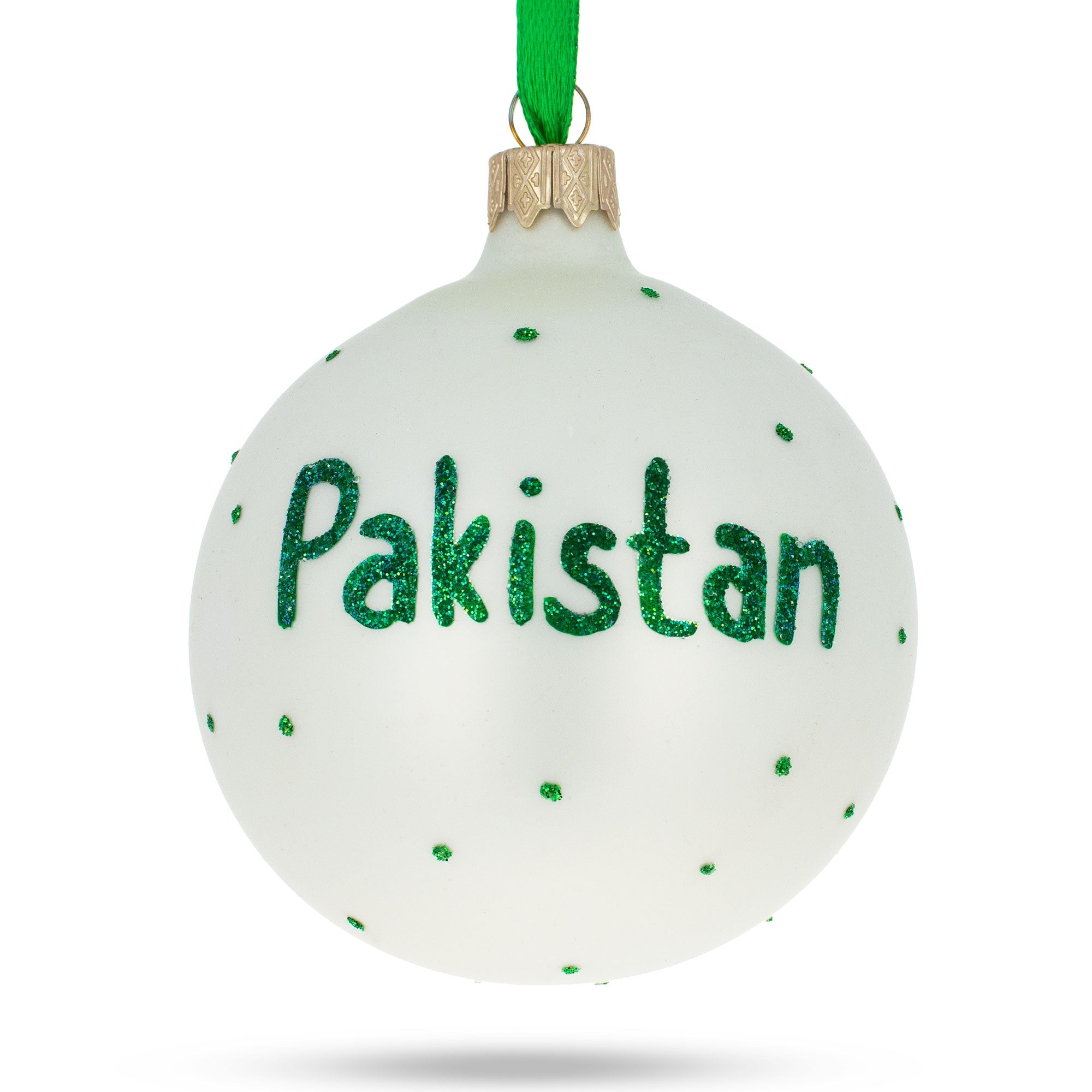 Flag Of Pakistan Blown Glass Ball Christmas Ornament 3.25 Inches