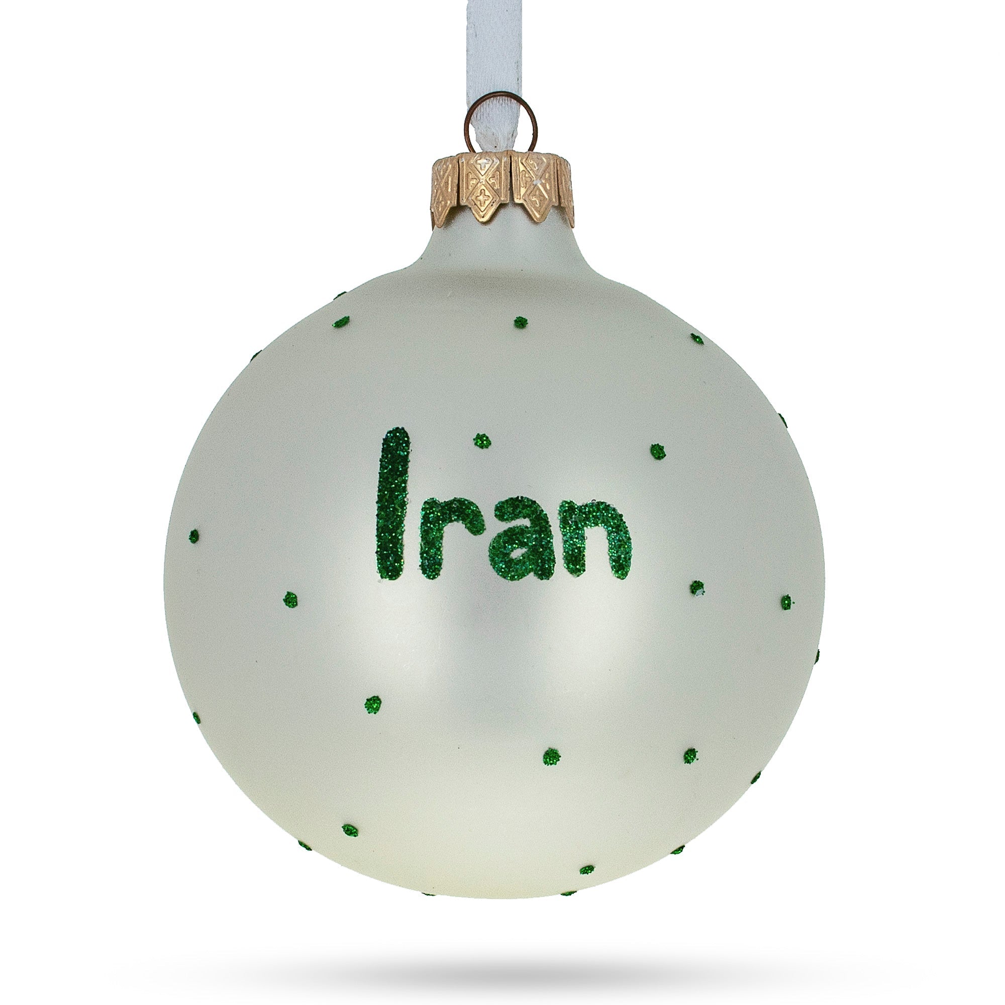 Flag Of Iran Glass Ball Christmas Ornament 3.25 Inches (made In Ukraine)