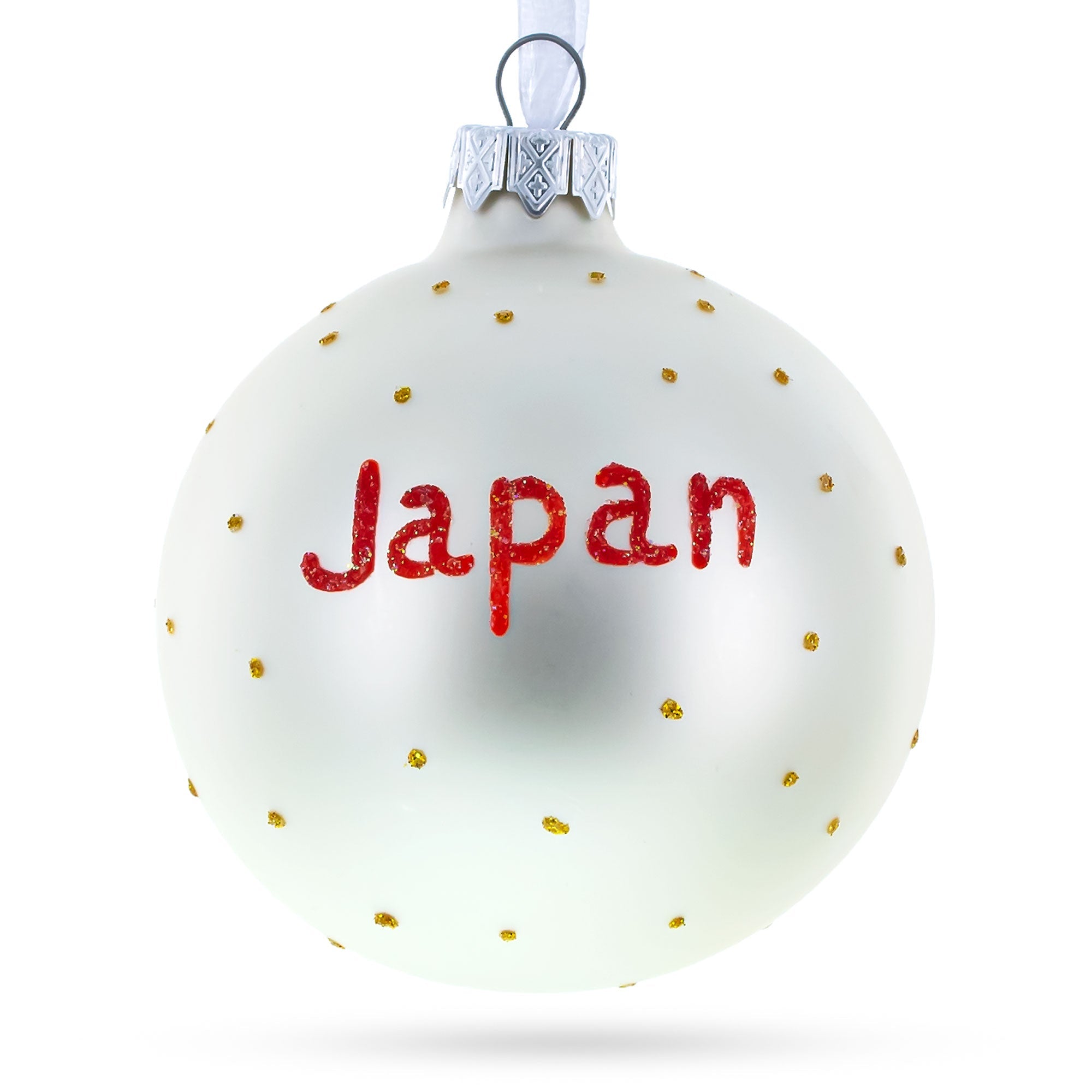 Flag Of Japan Blown Glass Ball Christmas Ornament 3.25 Inches