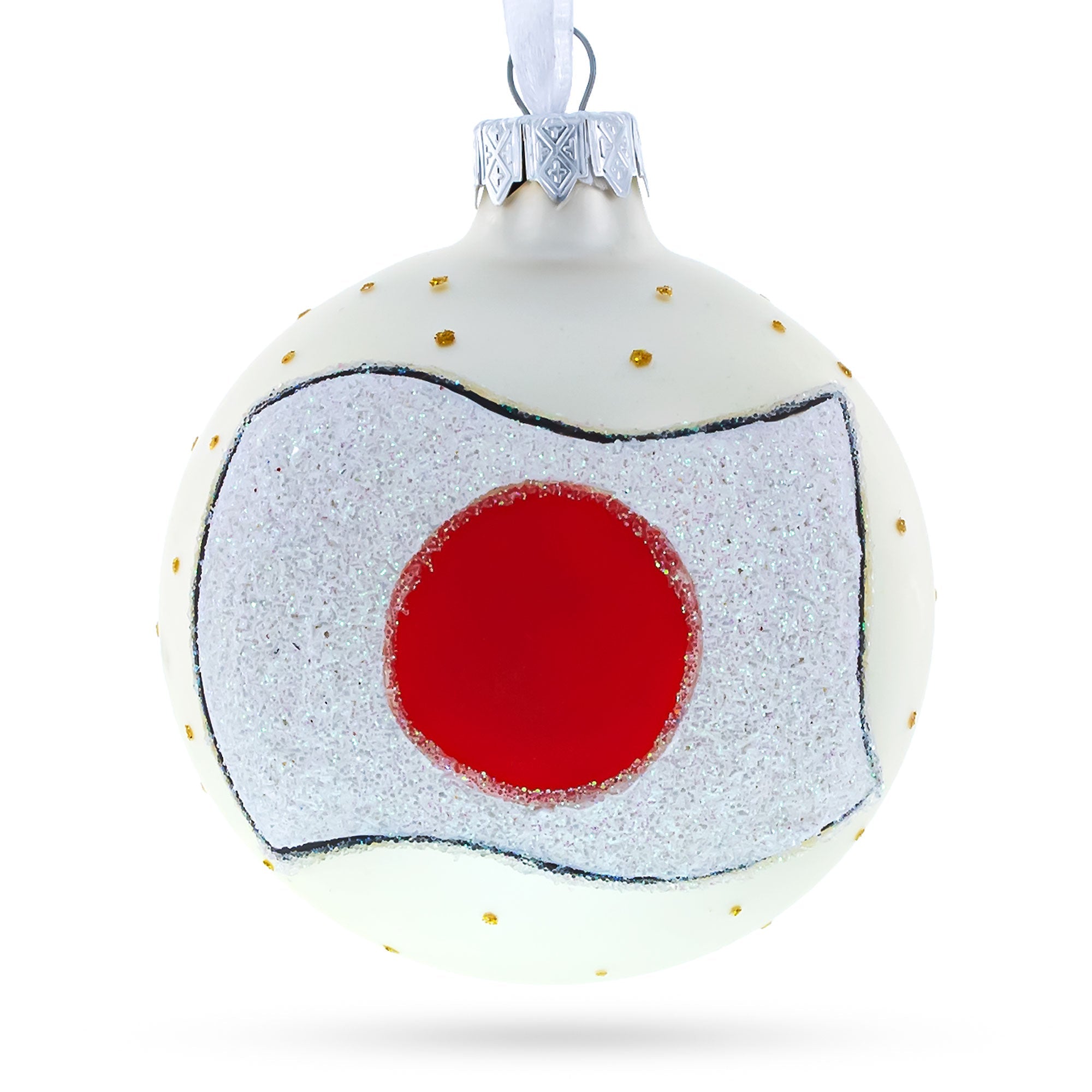 Flag Of Japan Blown Glass Ball Christmas Ornament 3.25 Inches