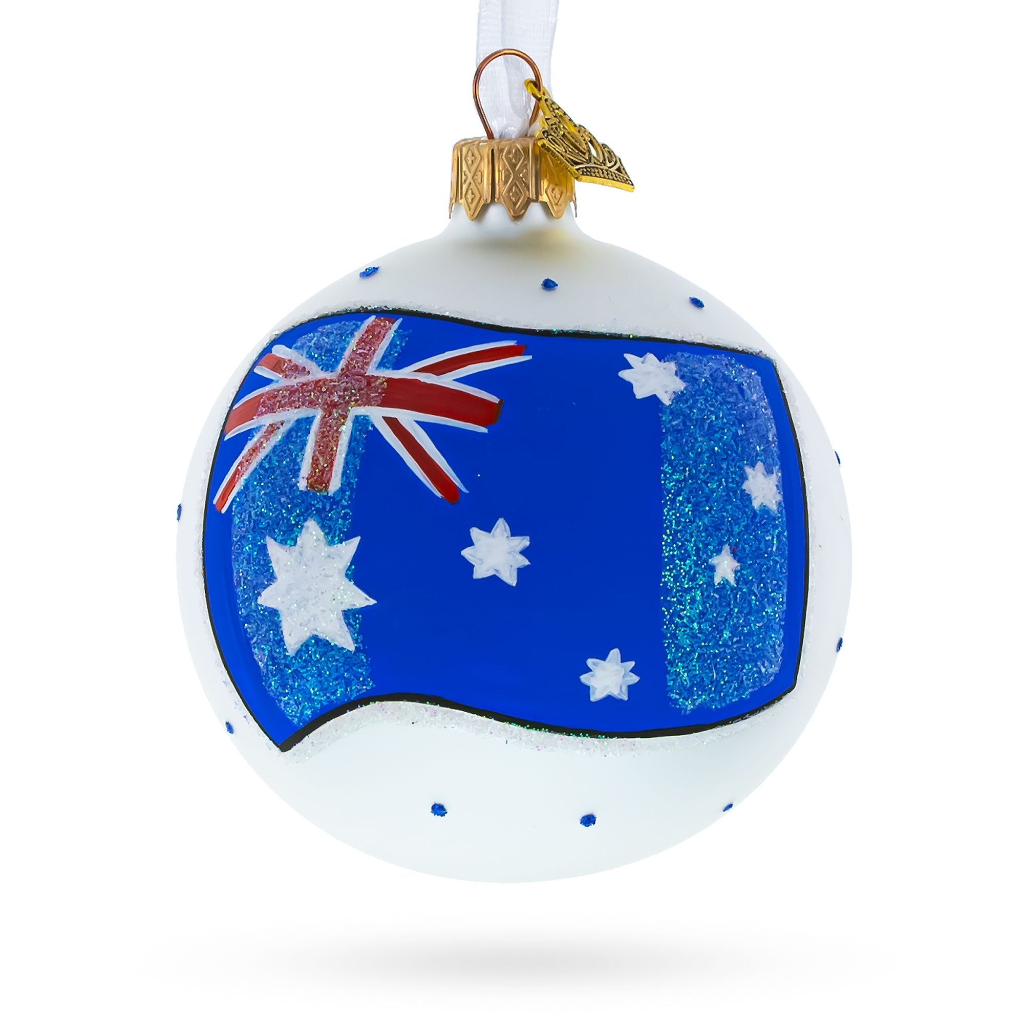 Flag Of Australia Blown Glass Ball Christmas Ornament 3.25 Inches