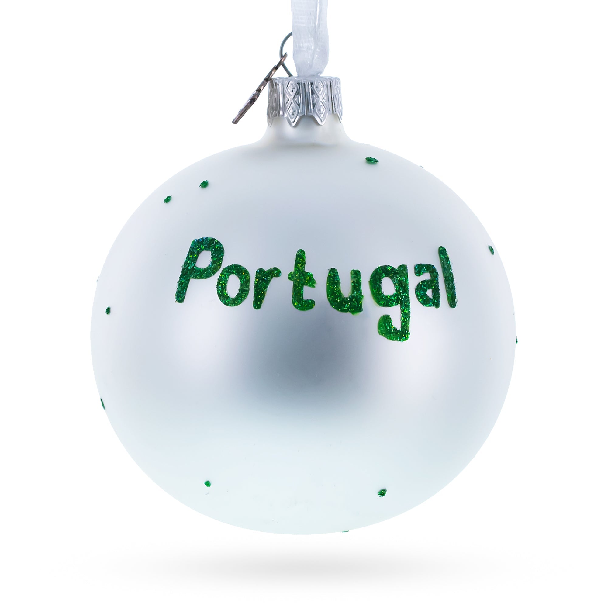 Flag Of Portugal Blown Glass Ball Christmas Ornament 3.25 Inches