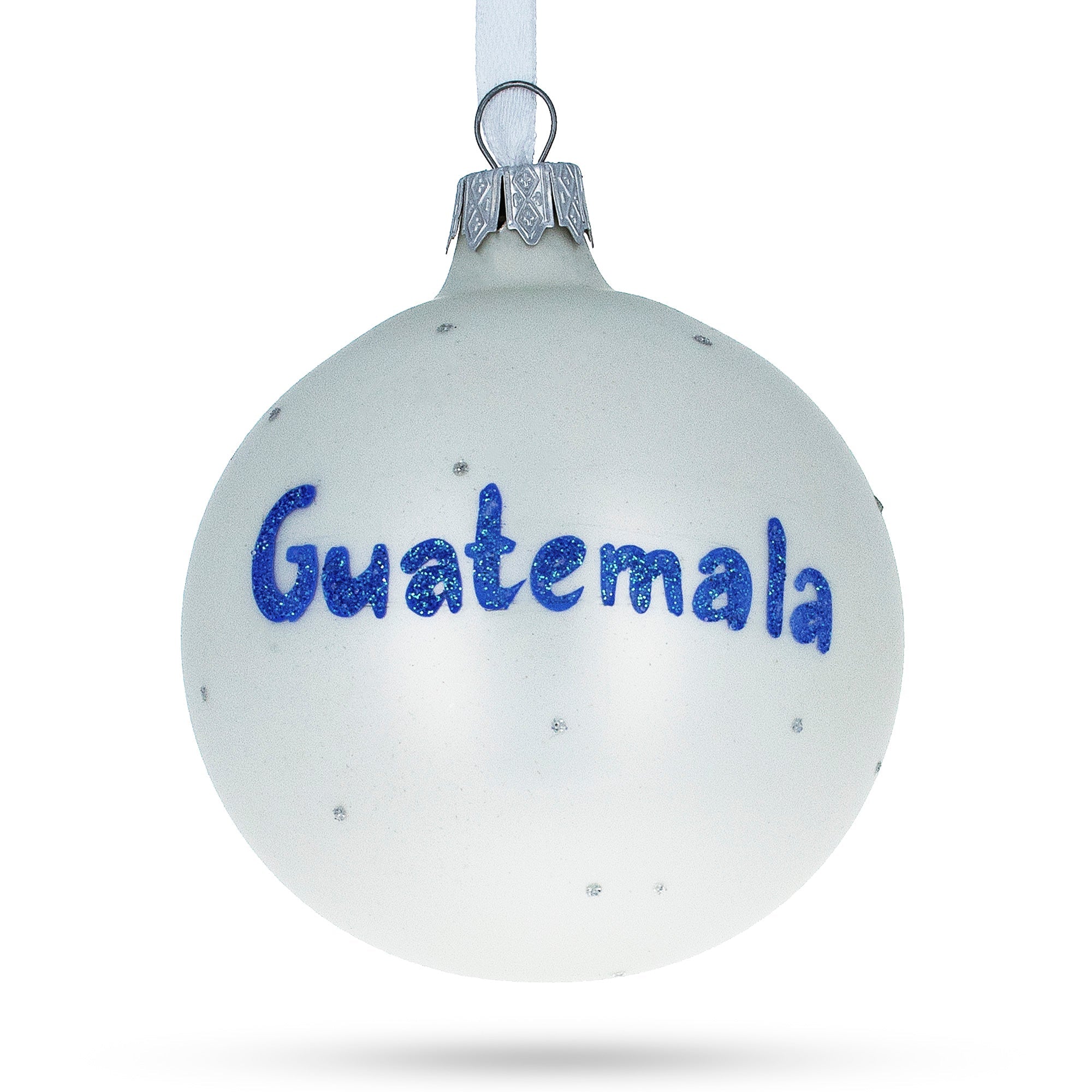 Flag Of Guatemala Blown Glass Ball Christmas Ornament 3.25 Inches