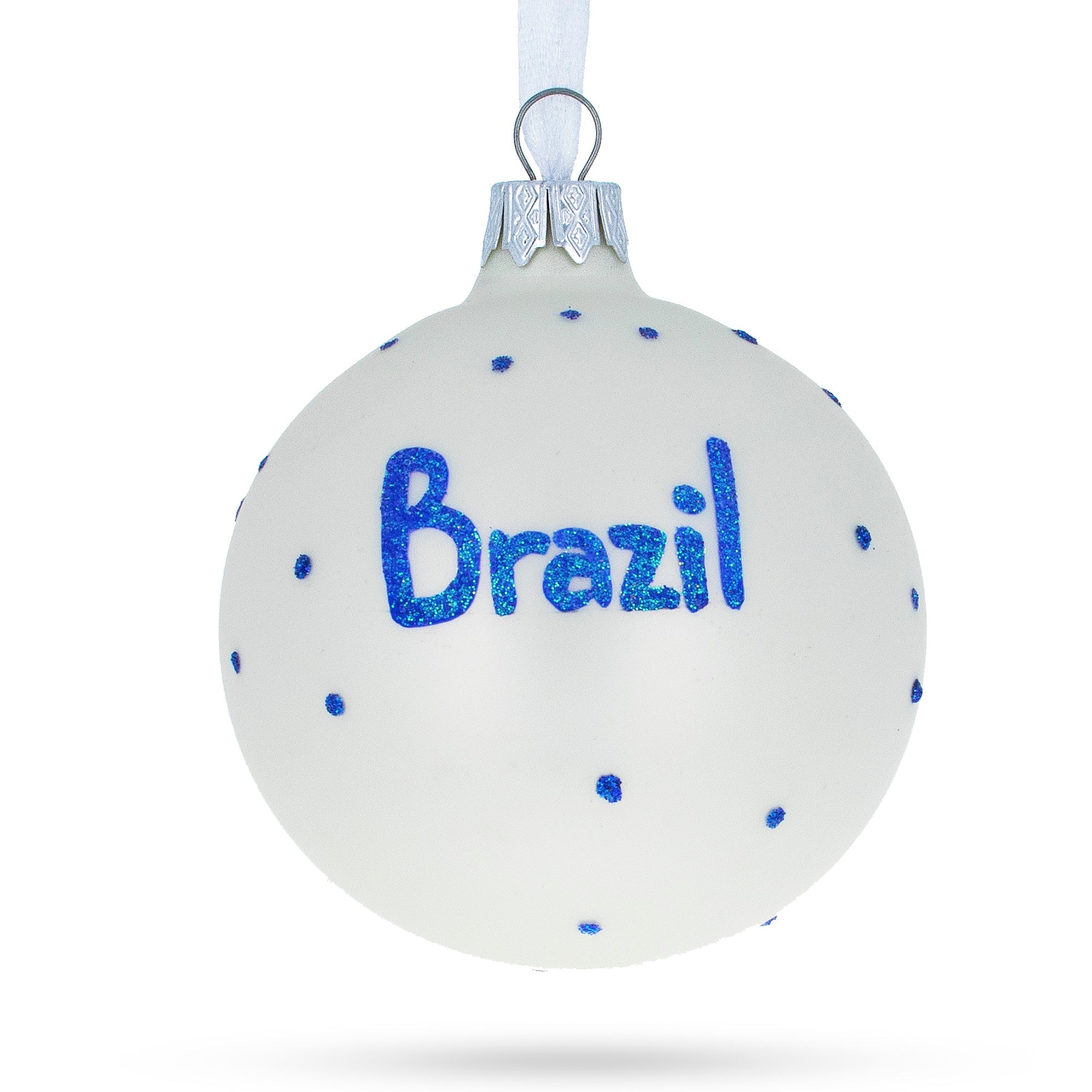 Flag Of Brazil Blown Glass Ball Christmas Ornament 3.25 Inches