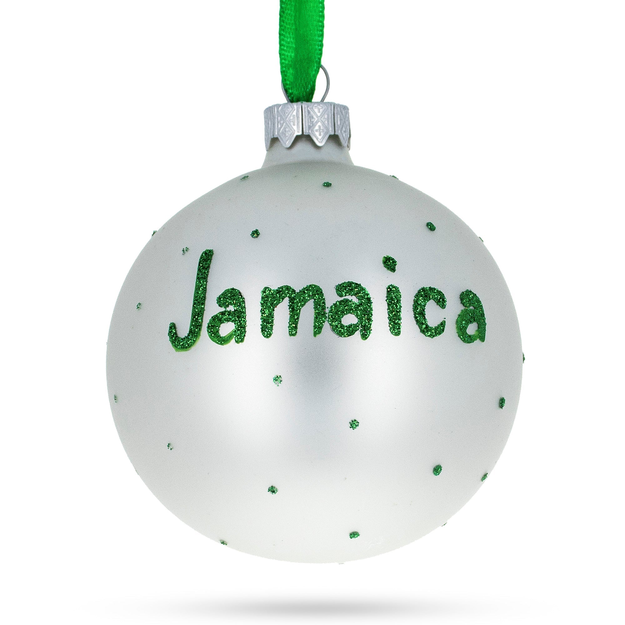 Flag Of Jamaica Blown Glass Ball Christmas Ornament 3.25 Inches