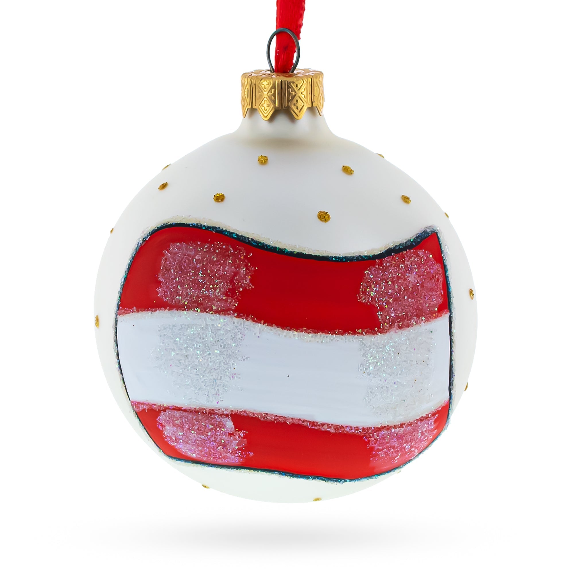 Flag Of Austria Blown Glass Ball Christmas Ornament 3.25 Inches