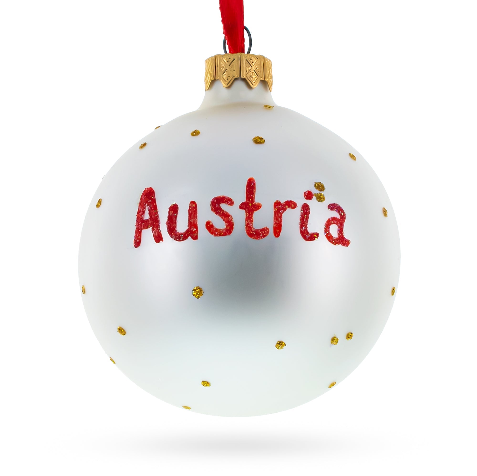 Flag Of Austria Blown Glass Ball Christmas Ornament 3.25 Inches