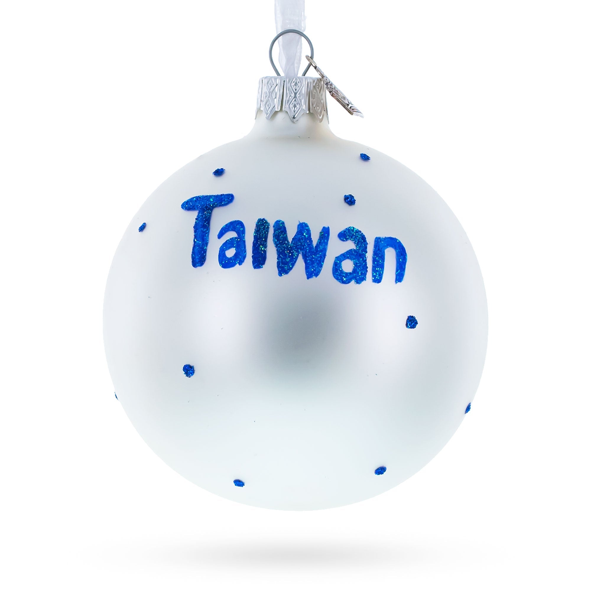 Flag Of Taiwan Blown Glass Ball Christmas Ornament 3.25 Inches