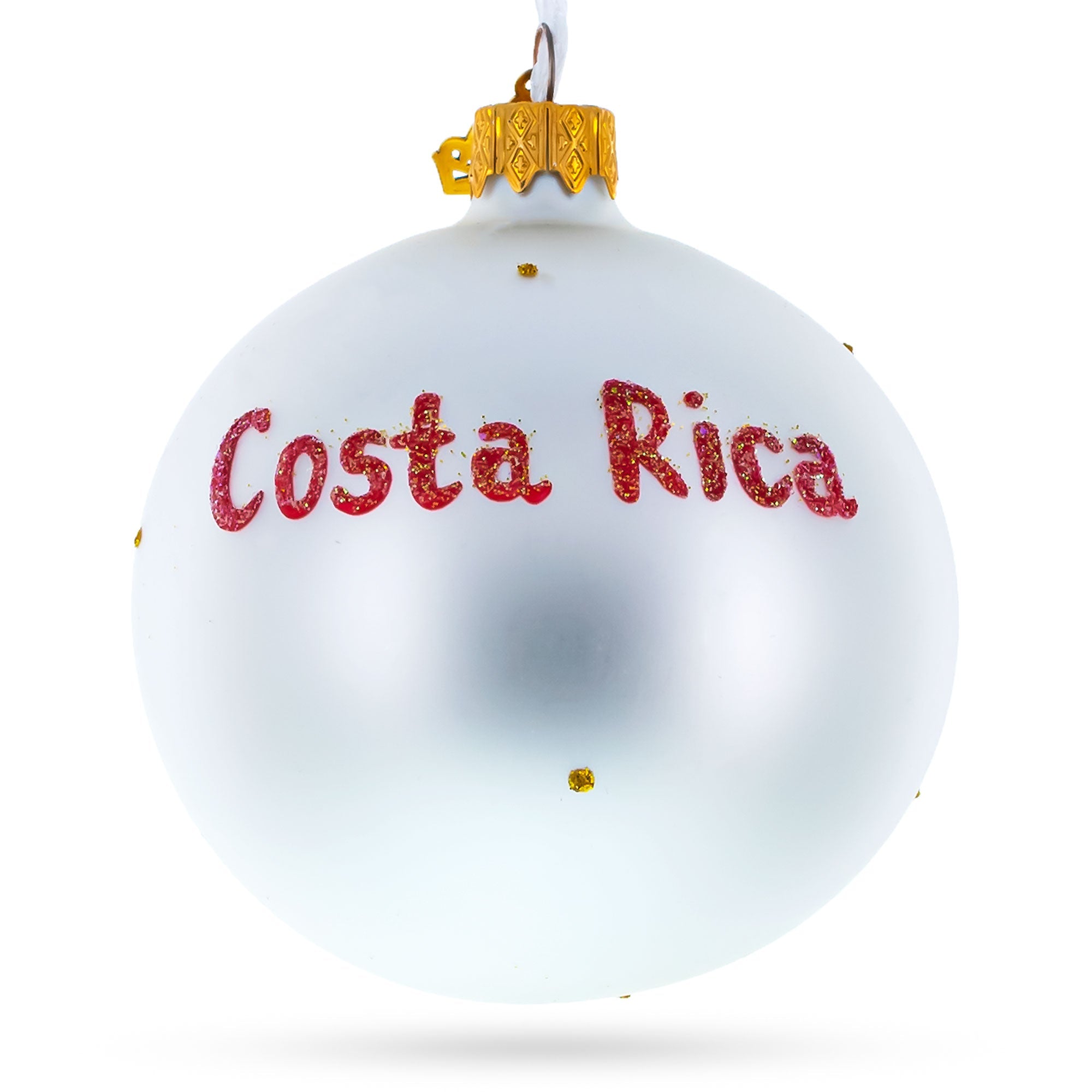 Flag Of Costa Rica Blown Glass Ball Christmas Ornament 3.25 Inches