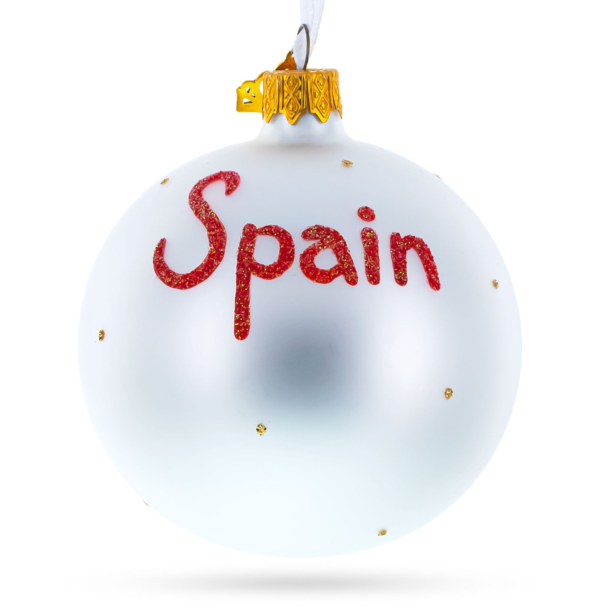 Flag Of Spain Blown Glass Ball Christmas Ornament 3.25 Inches