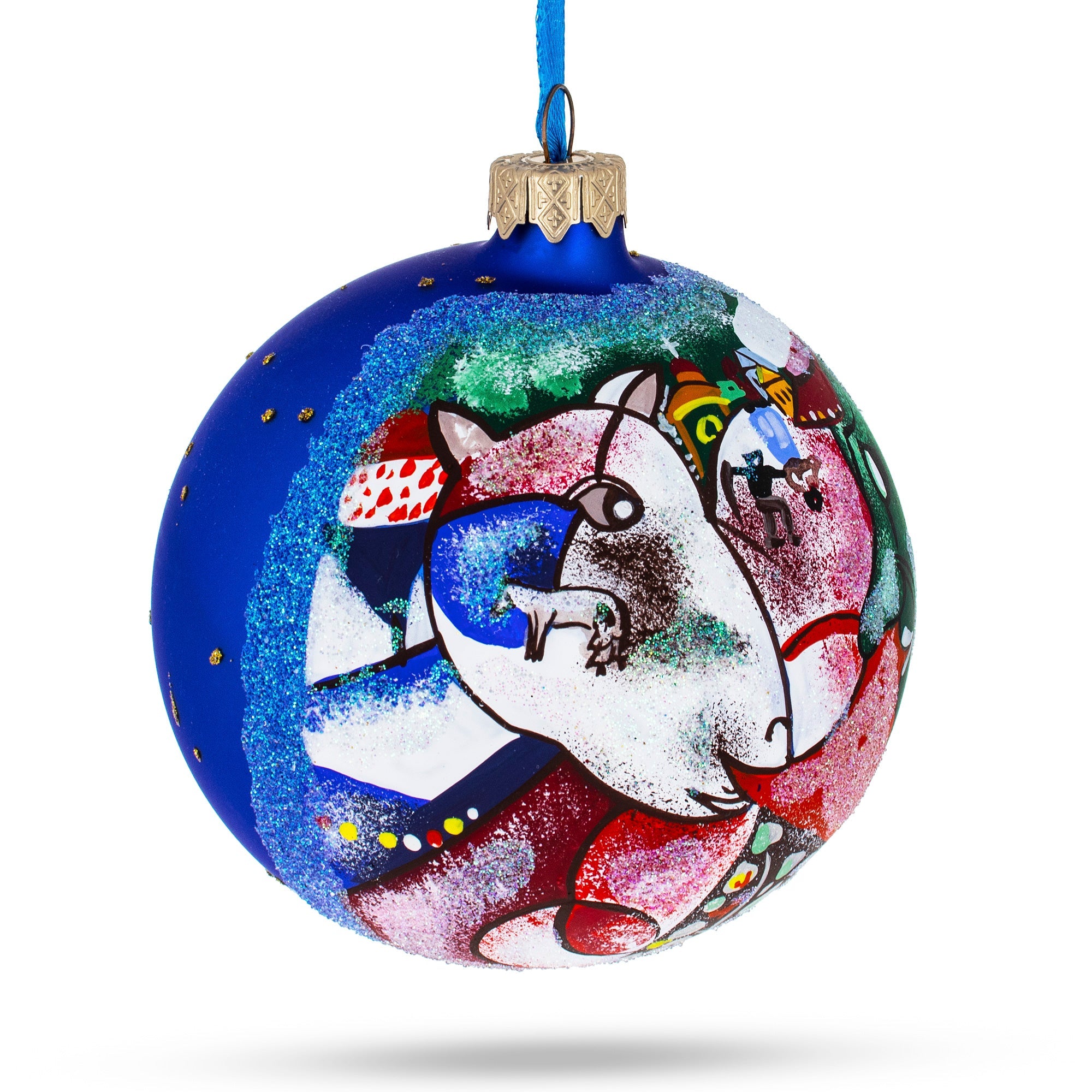 Marc Chagall's 1911 'i And The Village' Masterpiece Blown Glass Ball Christmas Ornament 4 Inches