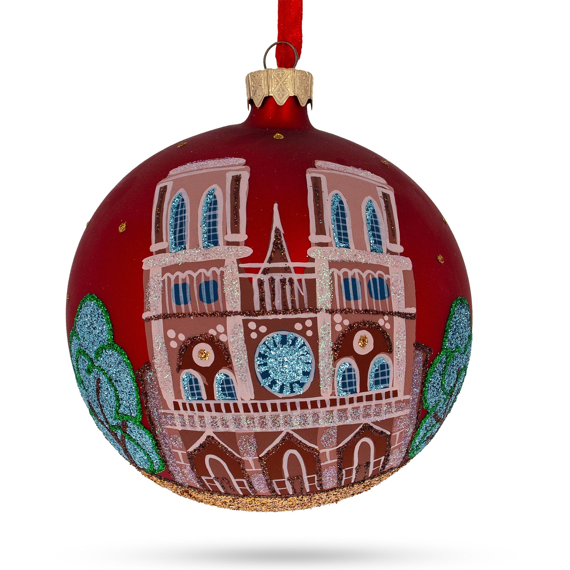 Notre-dame De Paris, France Glass Ball Christmas Ornament 4 Inches