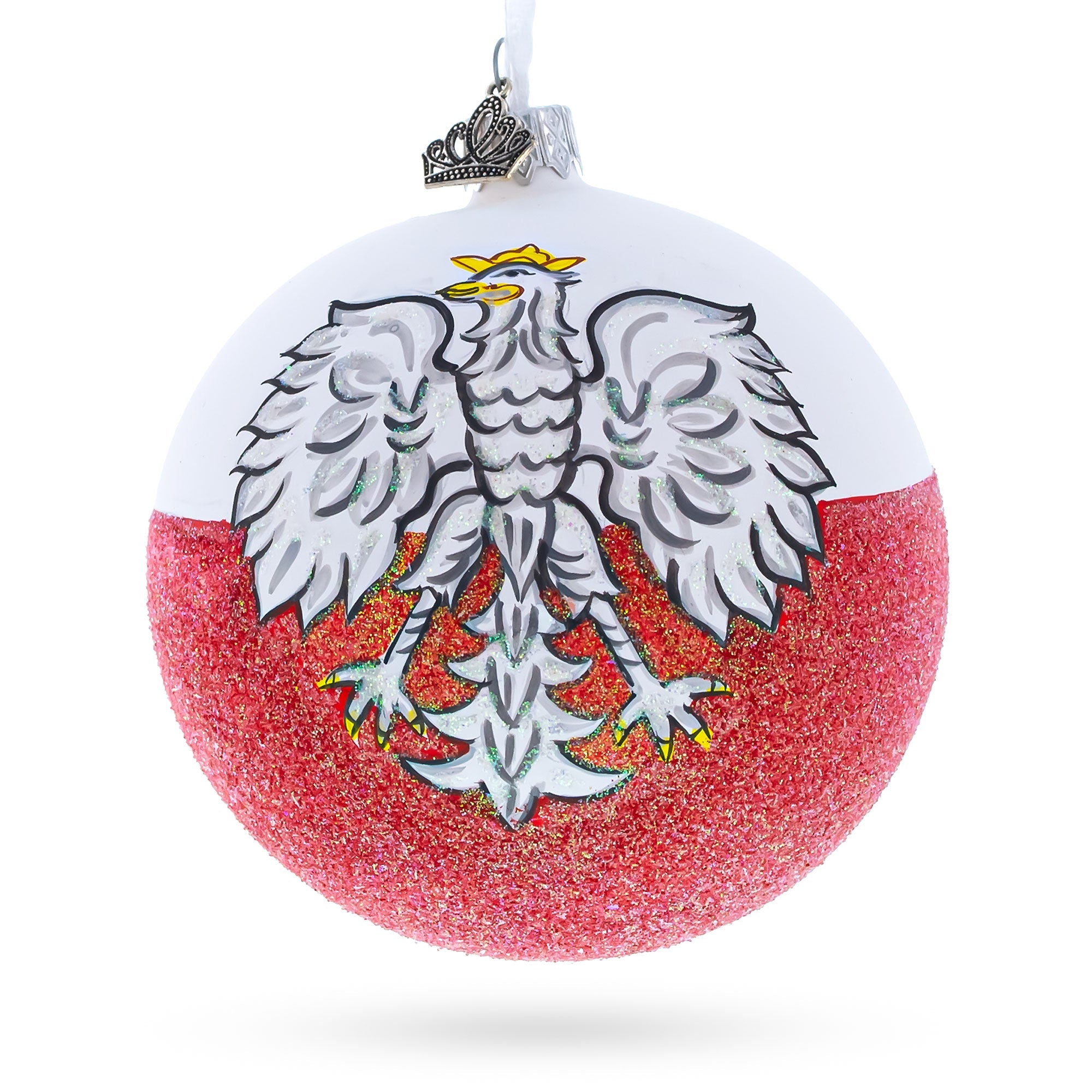 Flag Of Poland Glass Ball Christmas Ornament 4 Inches