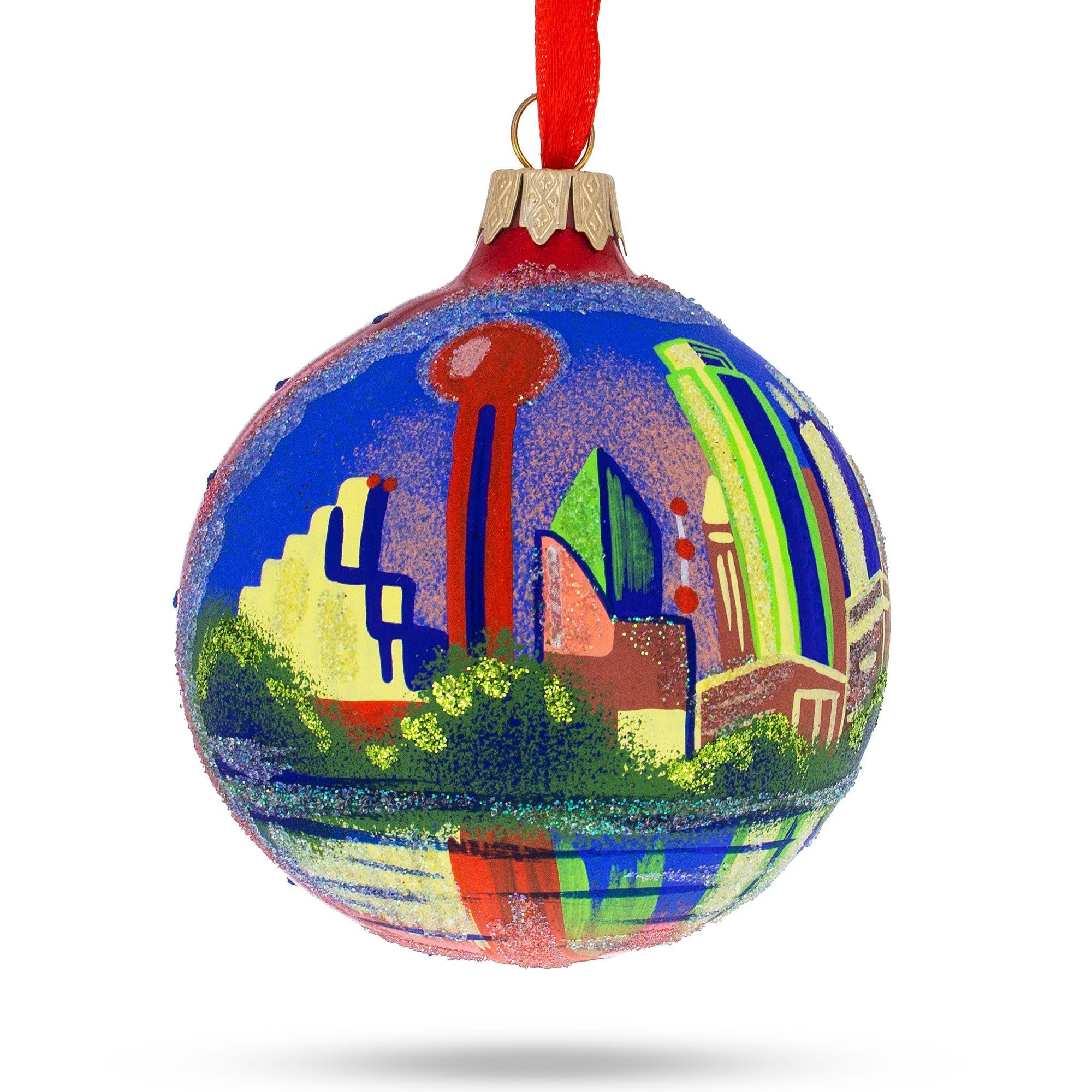 Dallas, Texas, Usa Glass Christmas Ornament 3.25 Inches